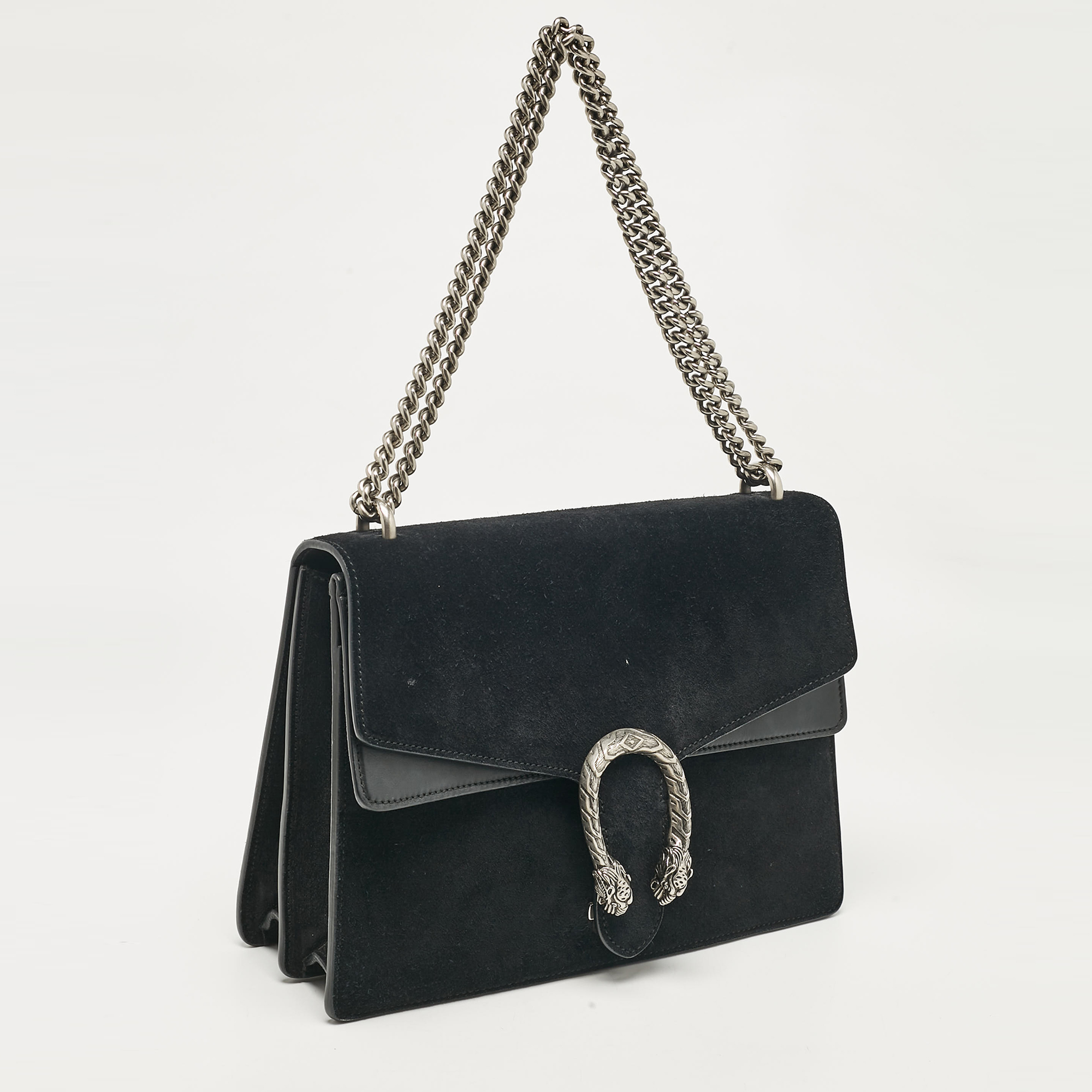 Gucci Black Suede And Leather Medium Dionysus Shoulder Bag