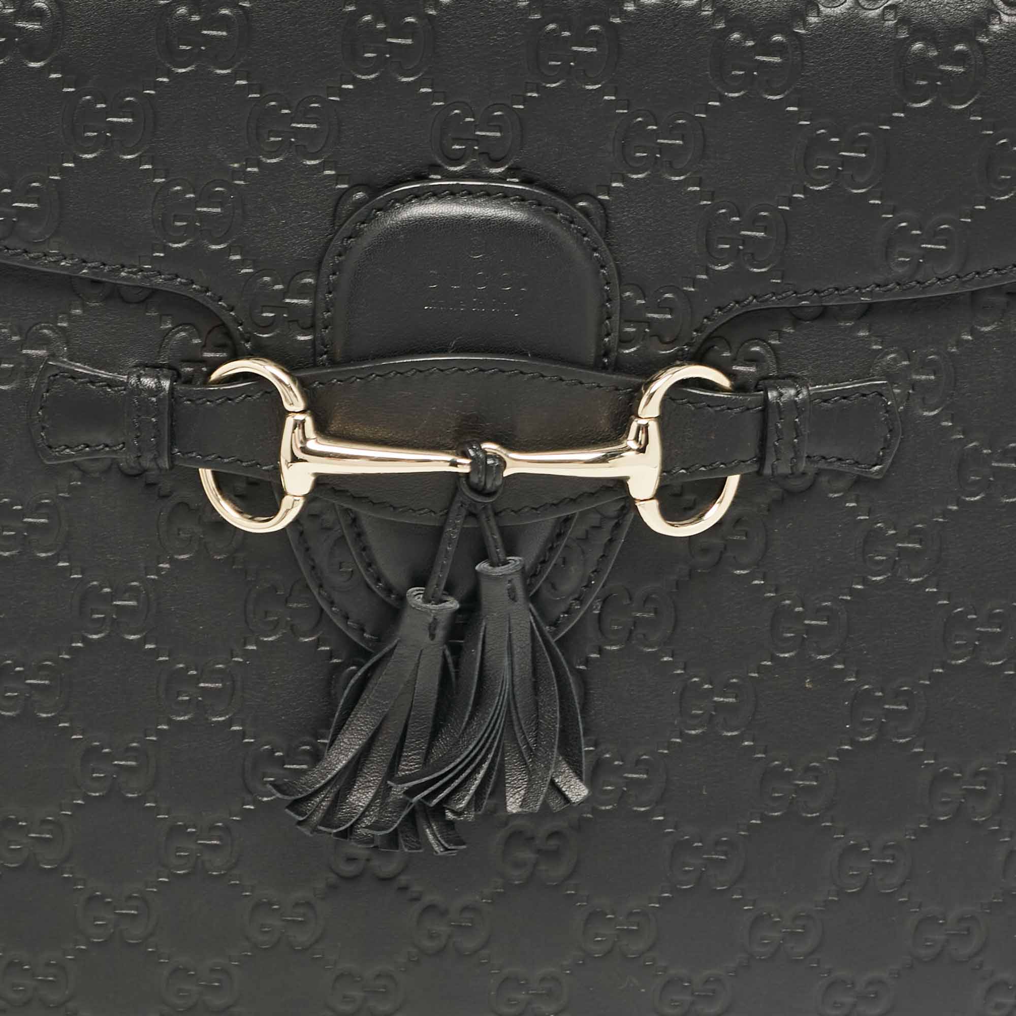 Gucci Black Guccissima Leather Large Emily Shoulder Bag