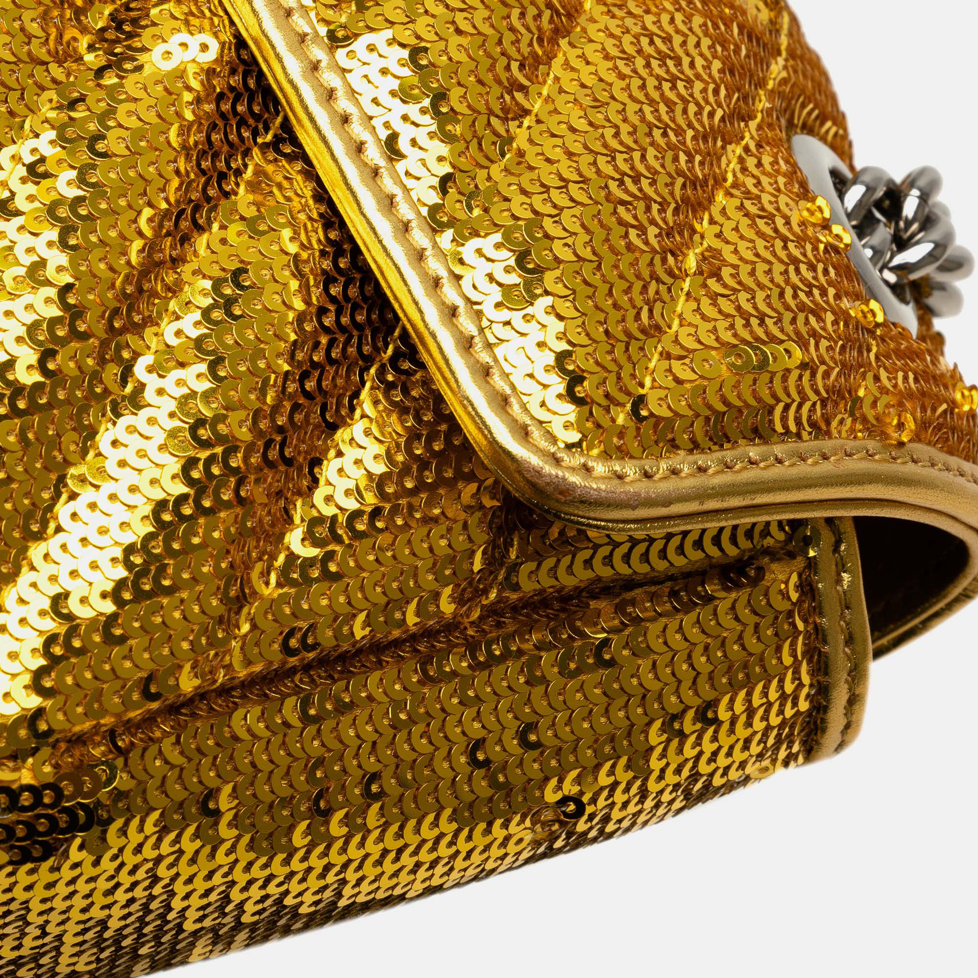 Gucci Golden Sequins Small GG Marmont  Crossbody Bag