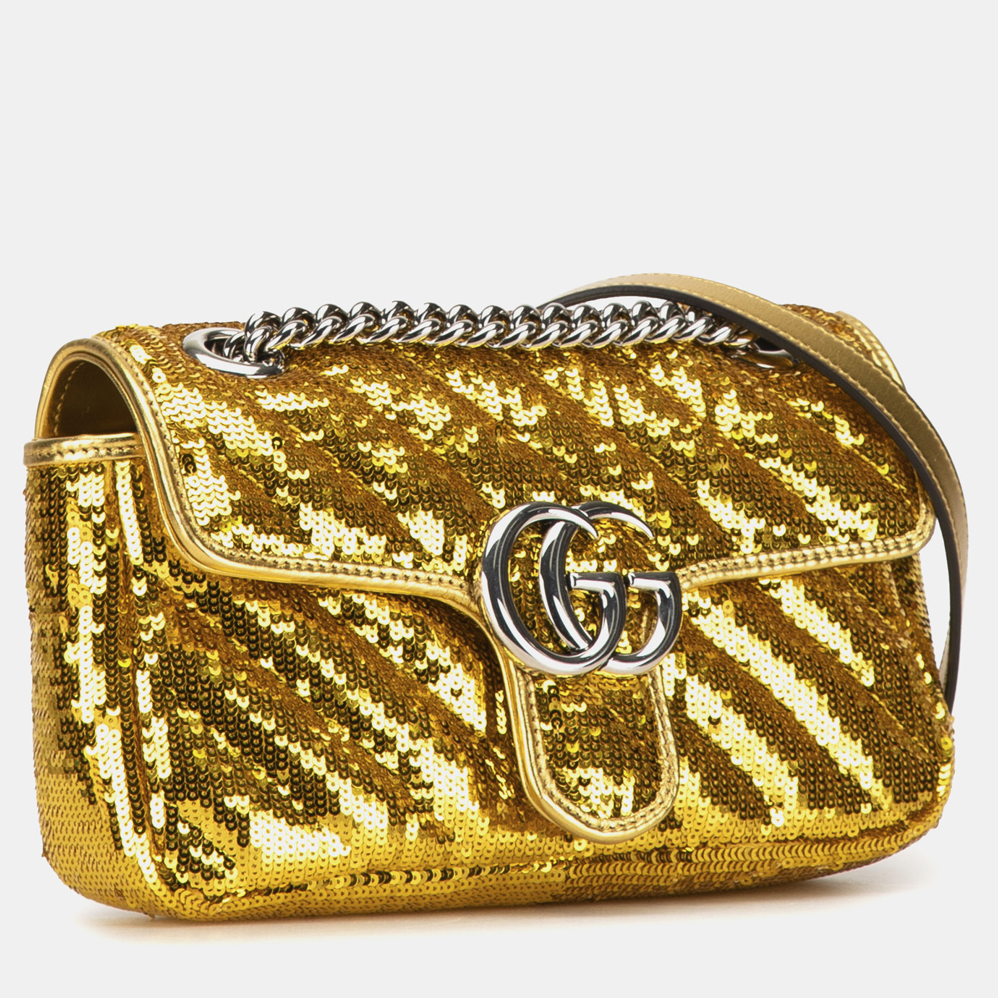 Gucci Golden Sequins Small GG Marmont  Crossbody Bag