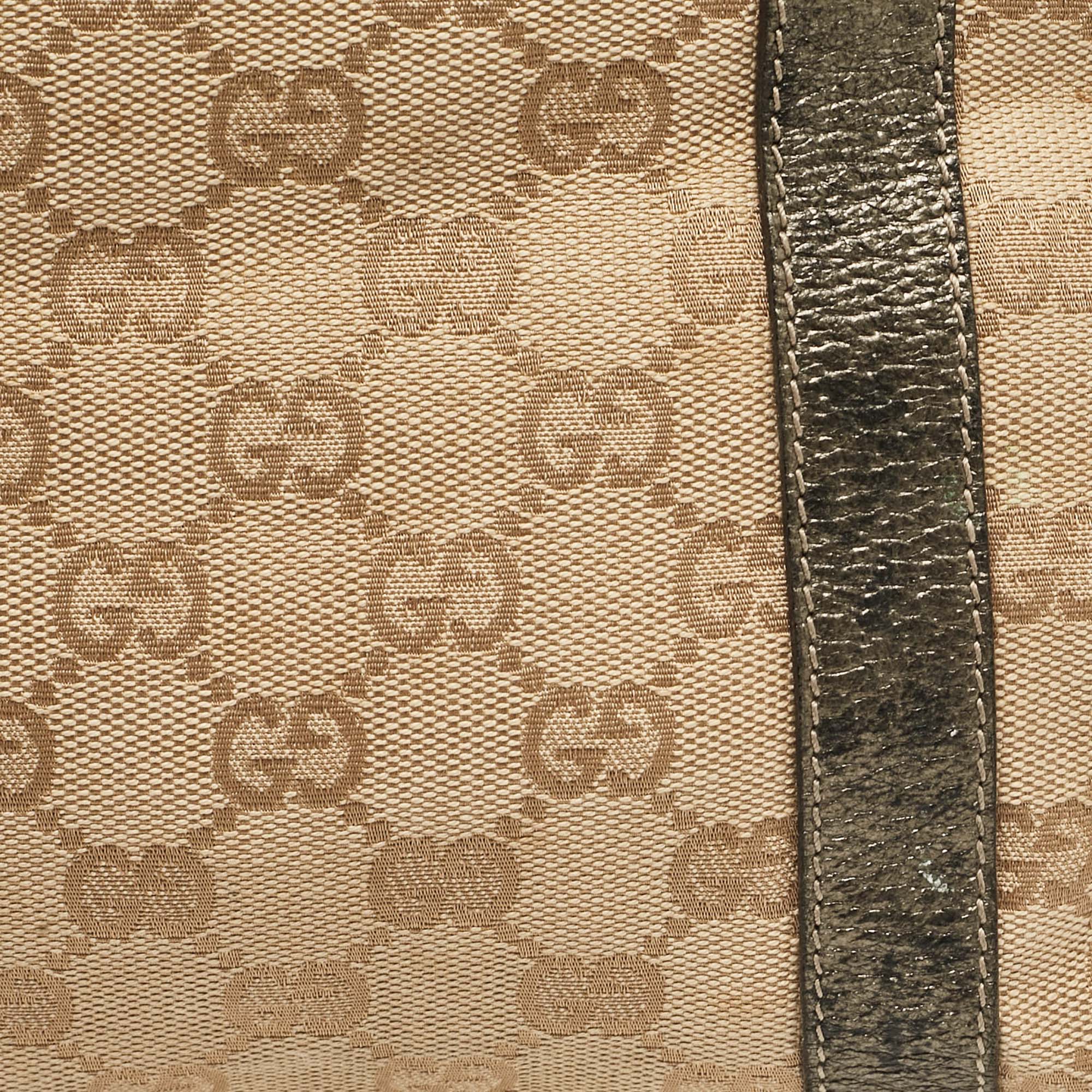 Gucci Beige/Metallic GG Canvas And Leather Abbey D-Ring Tote