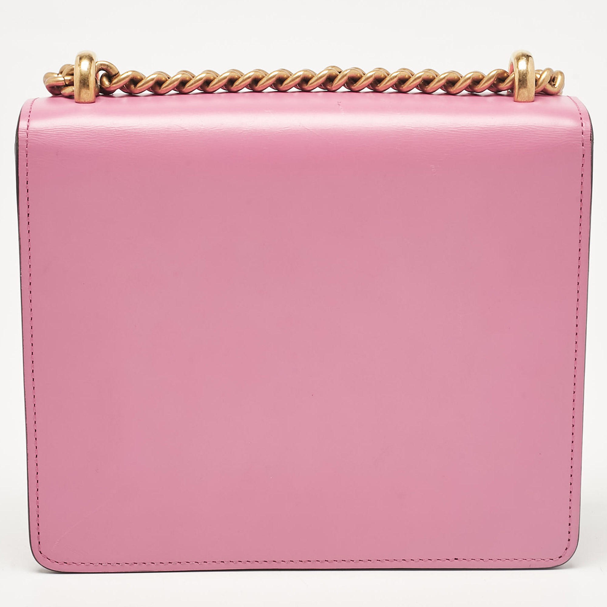 Gucci Pink Leather Small GG Marmont Chain Shoulder Bag