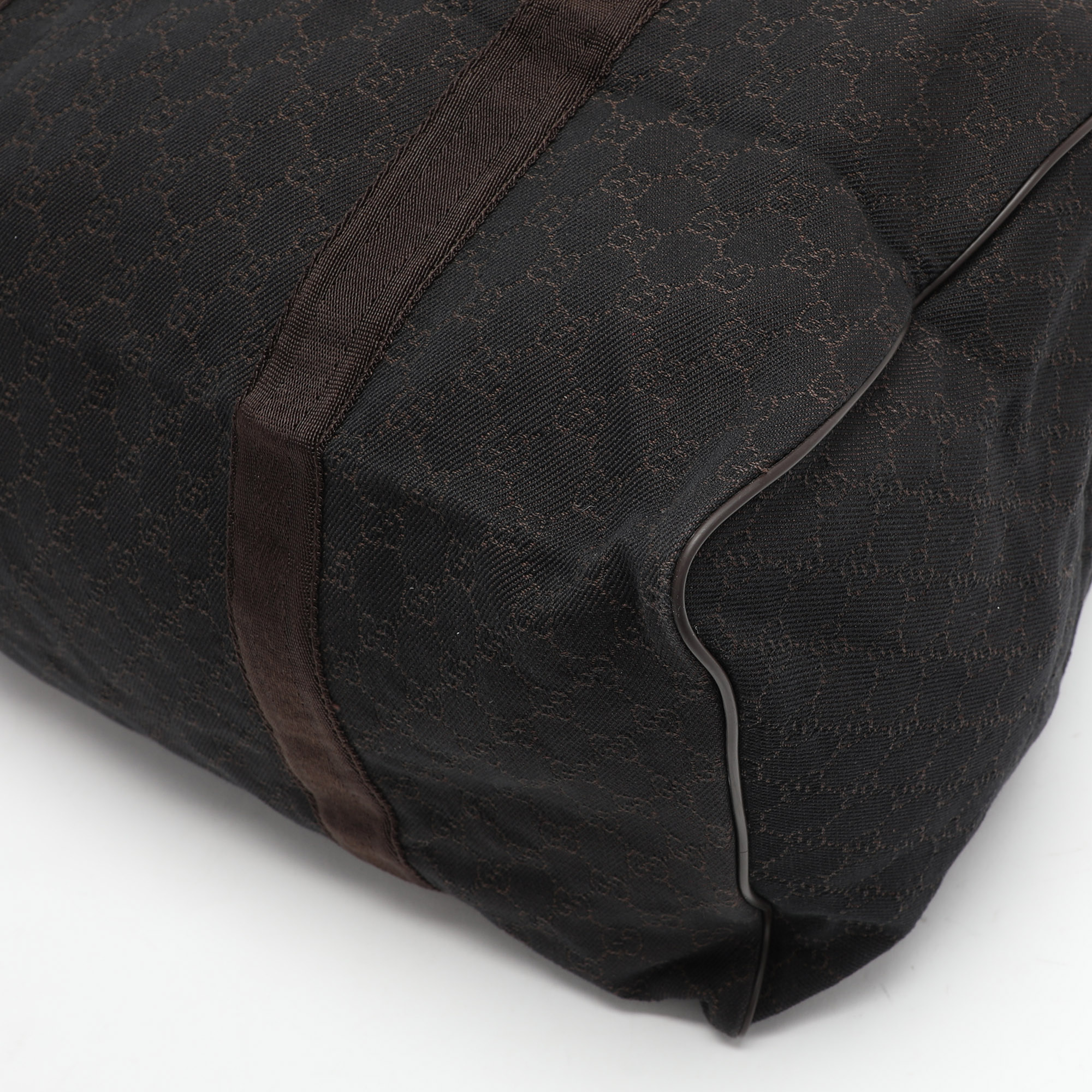 Gucci Brown GG Canvas And Leather Duffel Bag