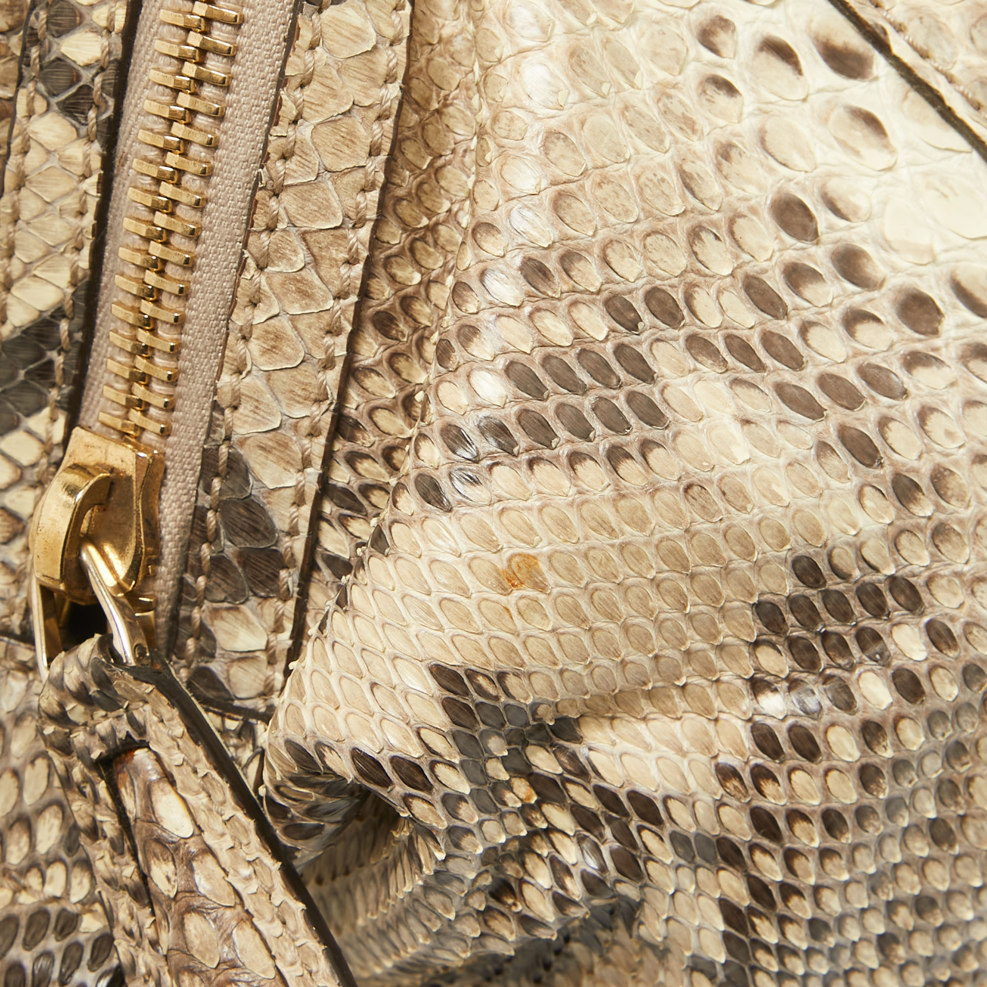 Gucci Beige Python Pop Bamboo Satchel