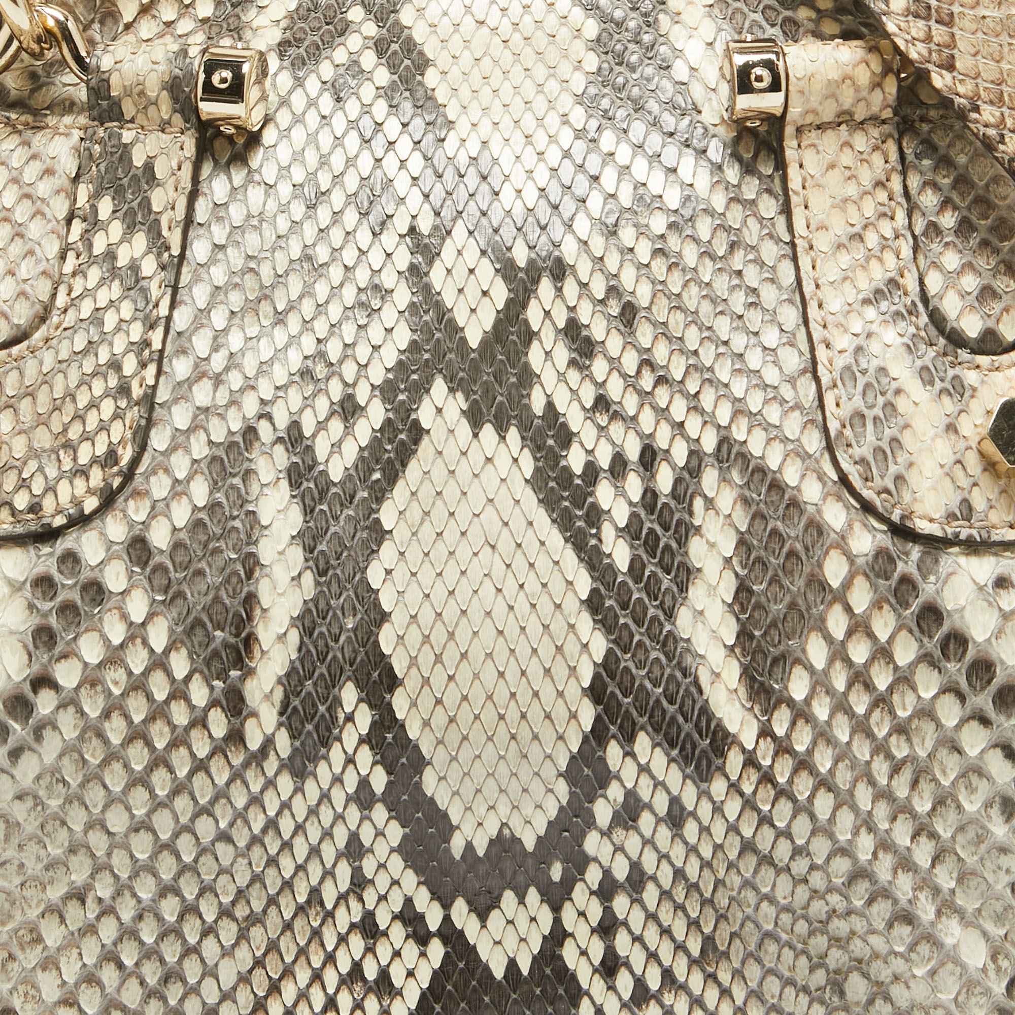 Gucci Beige Python Pop Bamboo Satchel