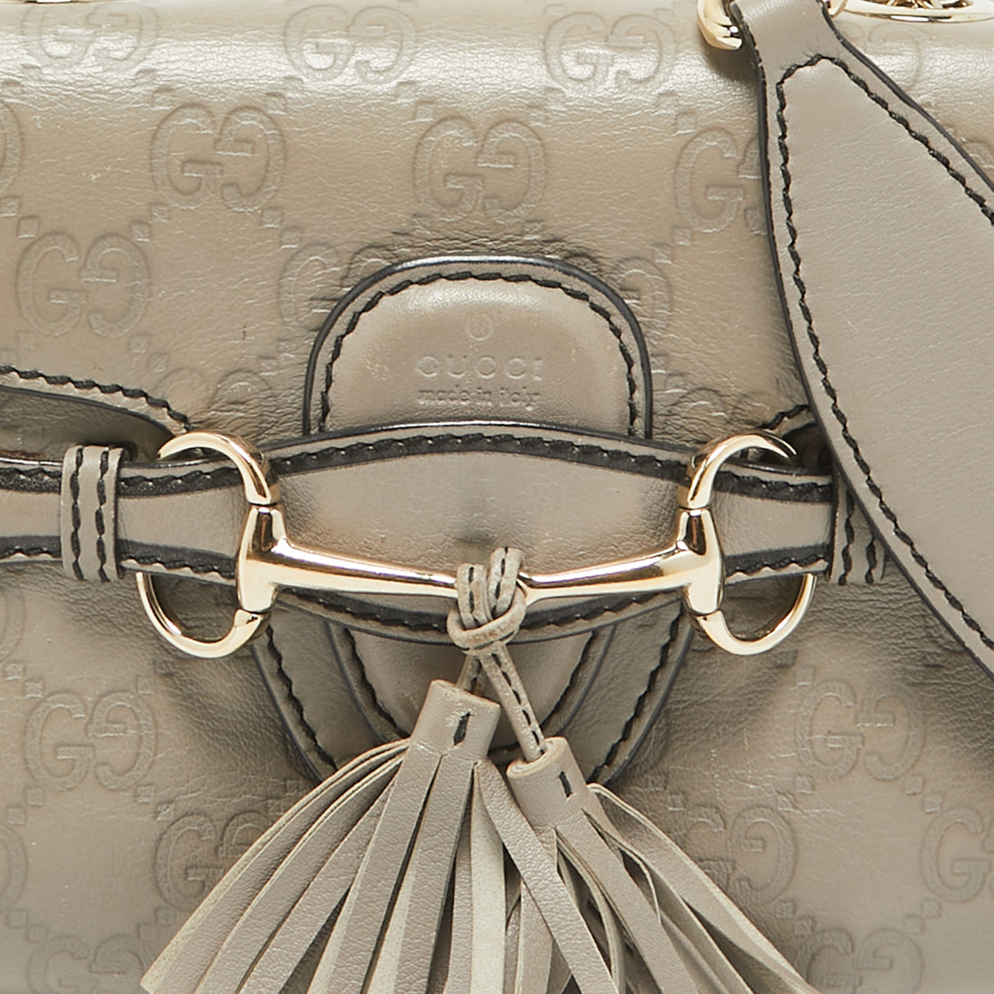 Gucci Grey Microguccissima Leather Mini Emily Chain Crossbody Bag