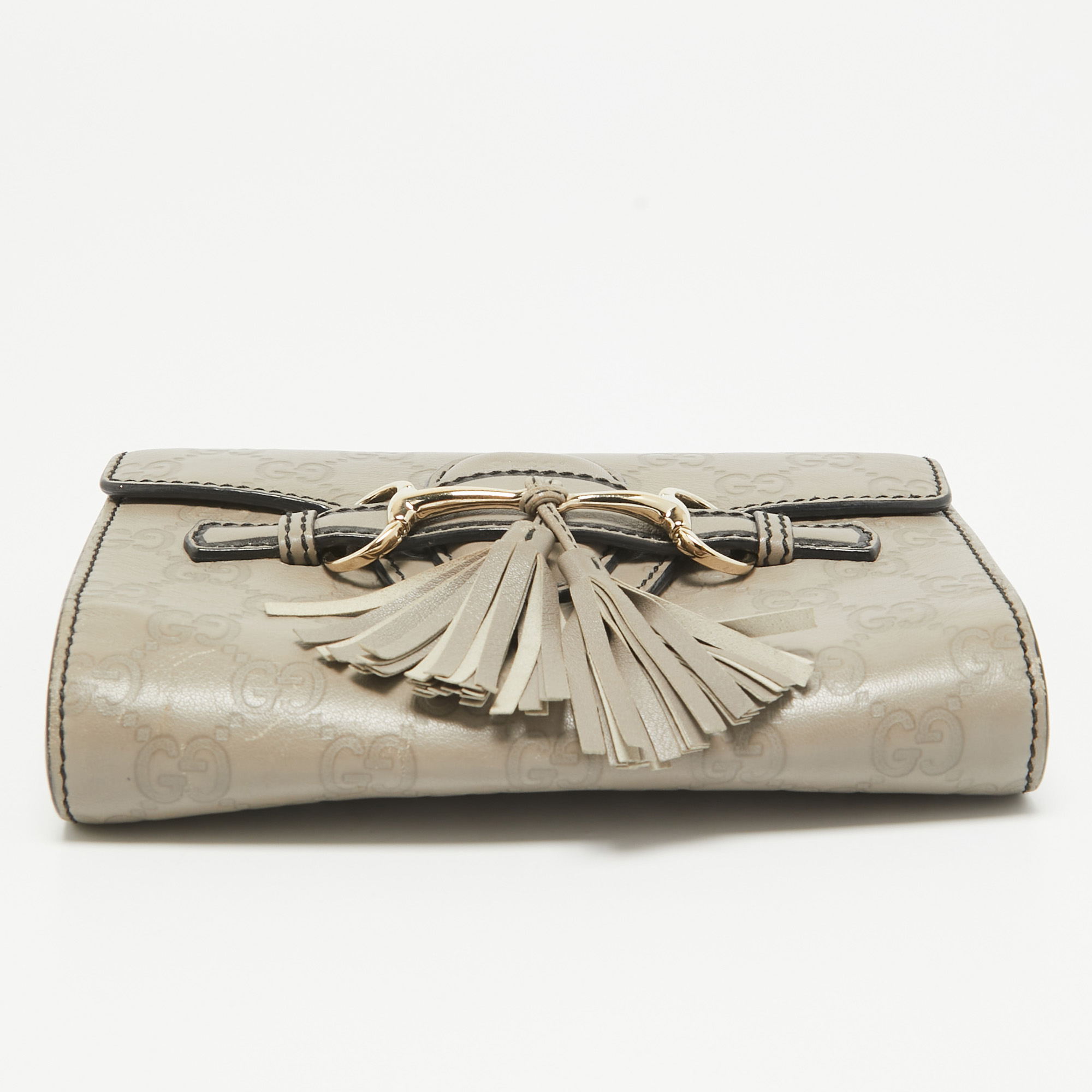 Gucci Grey Microguccissima Leather Mini Emily Chain Crossbody Bag