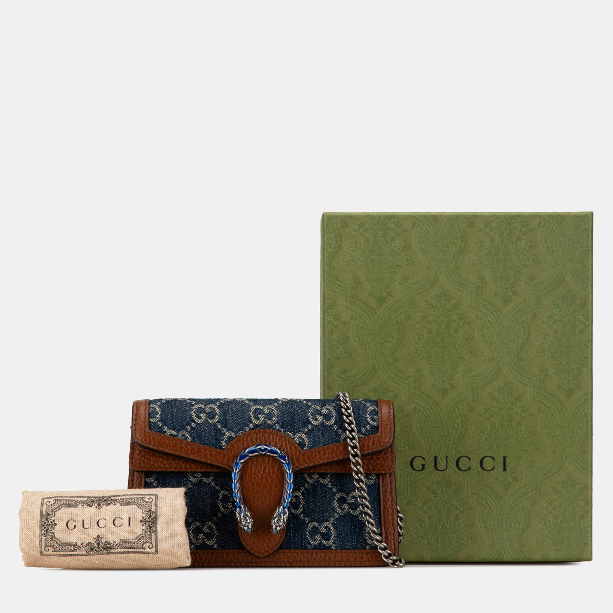 Gucci Blue/Brown Super Mini GG Denim Dionysus Crossbody Bag