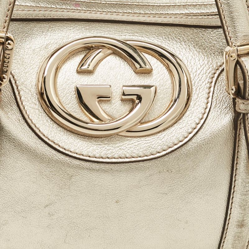 Gucci Gold Leather Britt Boston Bag