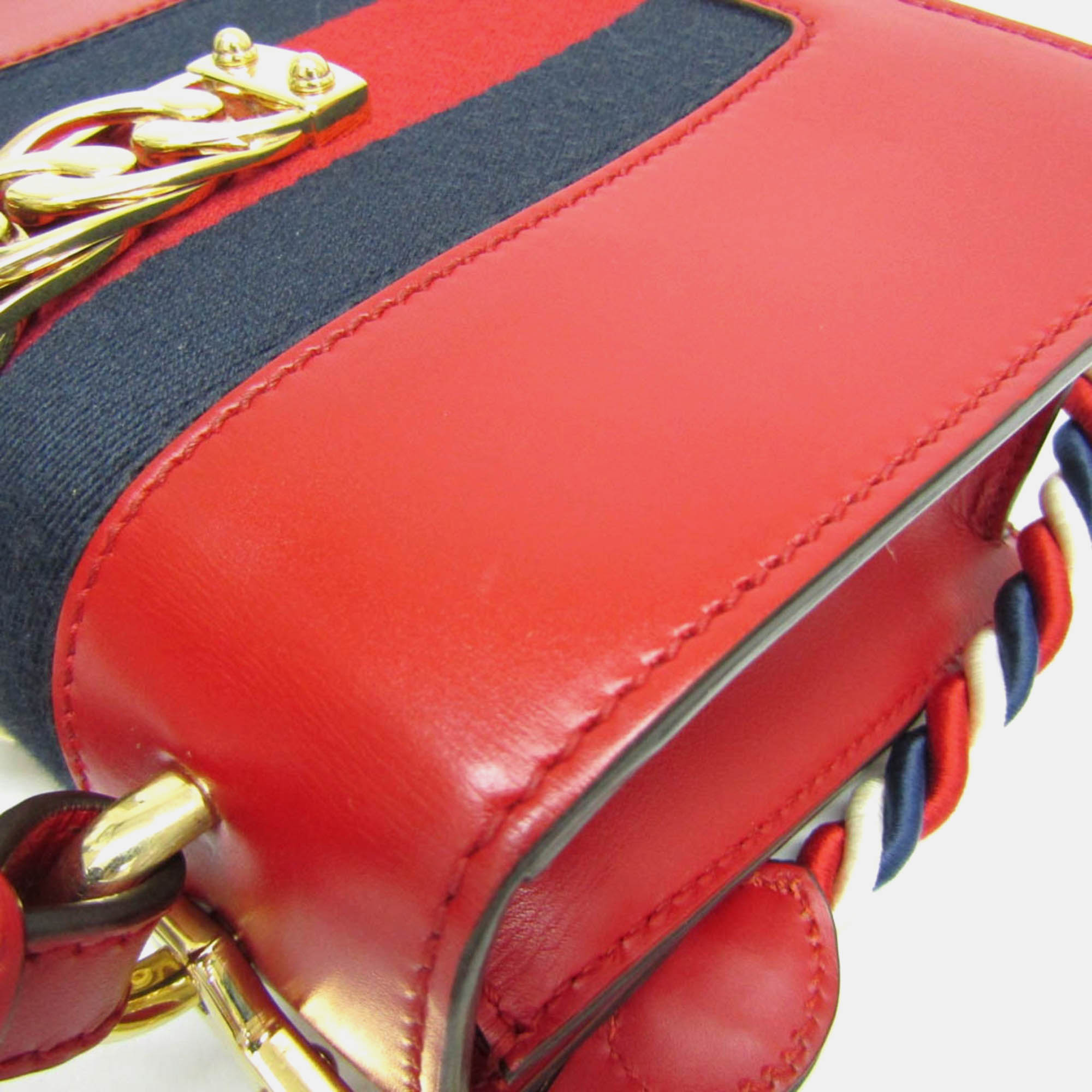 Gucci Red Leather Mini Sylvie Shoulder Bag