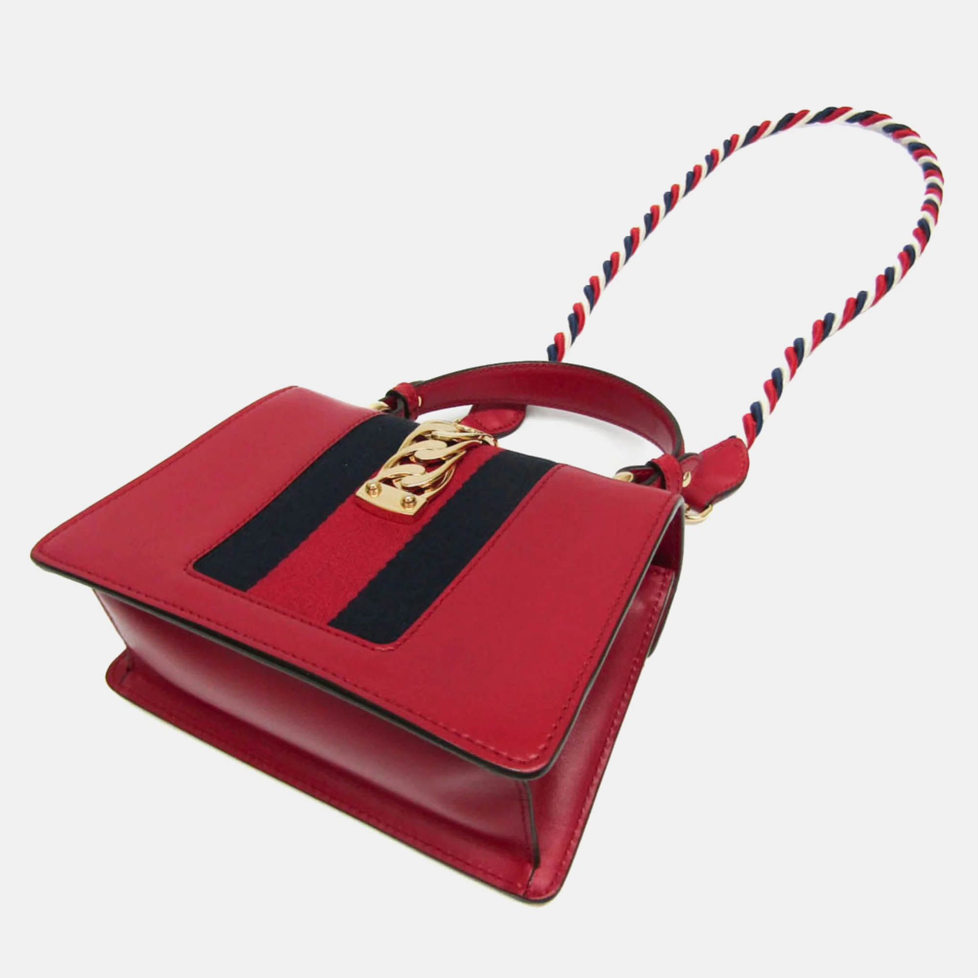 Gucci Red Leather Mini Sylvie Shoulder Bag