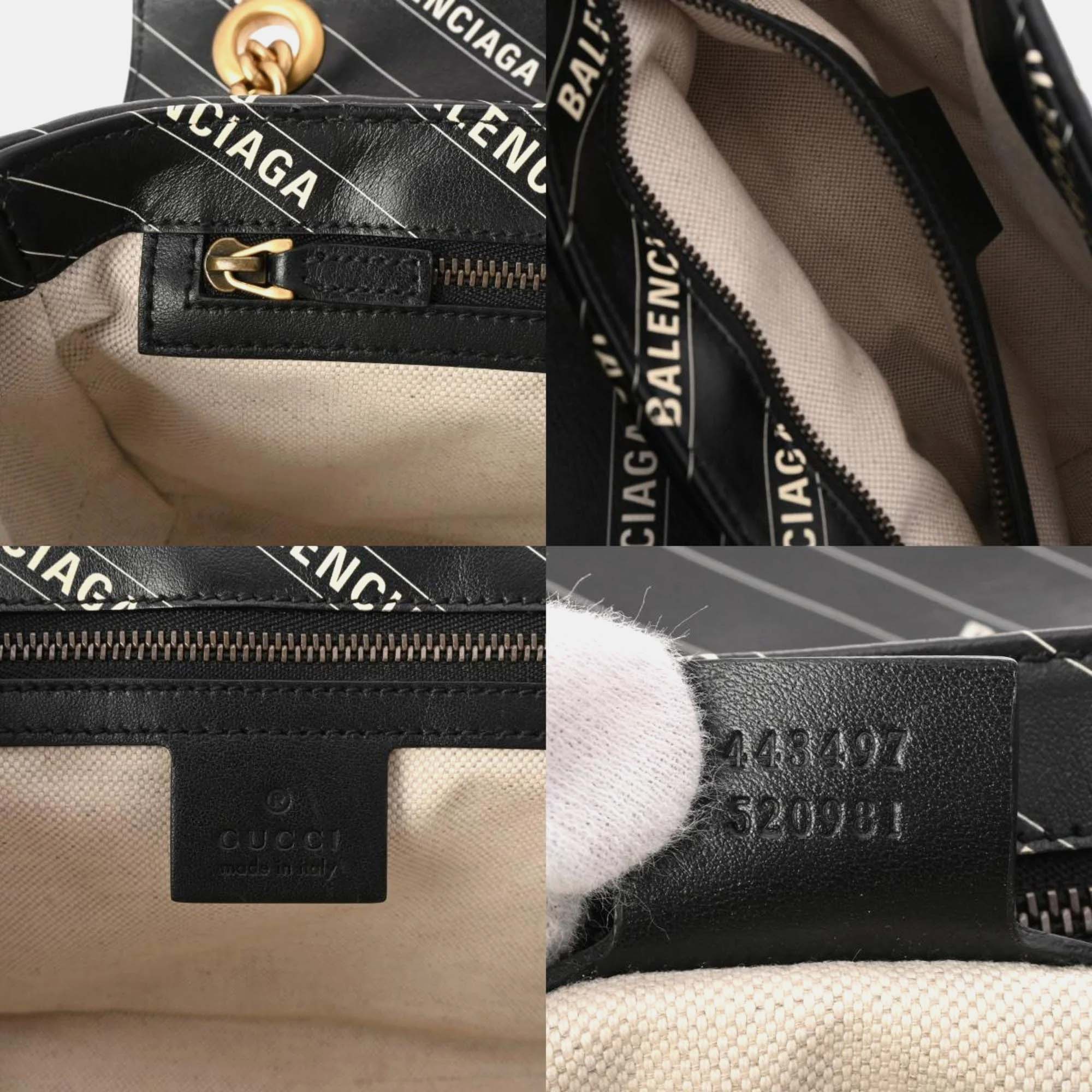 Gucci Black Leather GG Marmont Chain Shoulder Bag