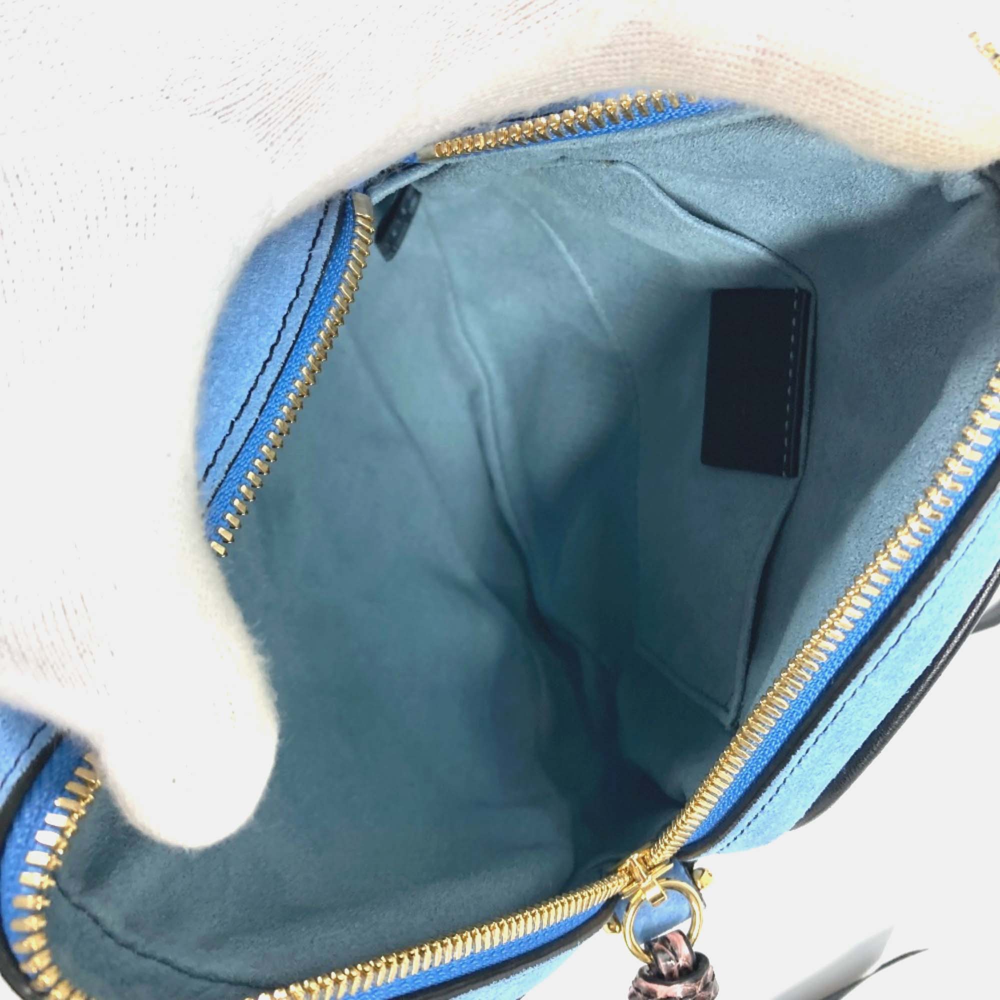 Gucci Blue Round Pochette Crossbody Chain Bag