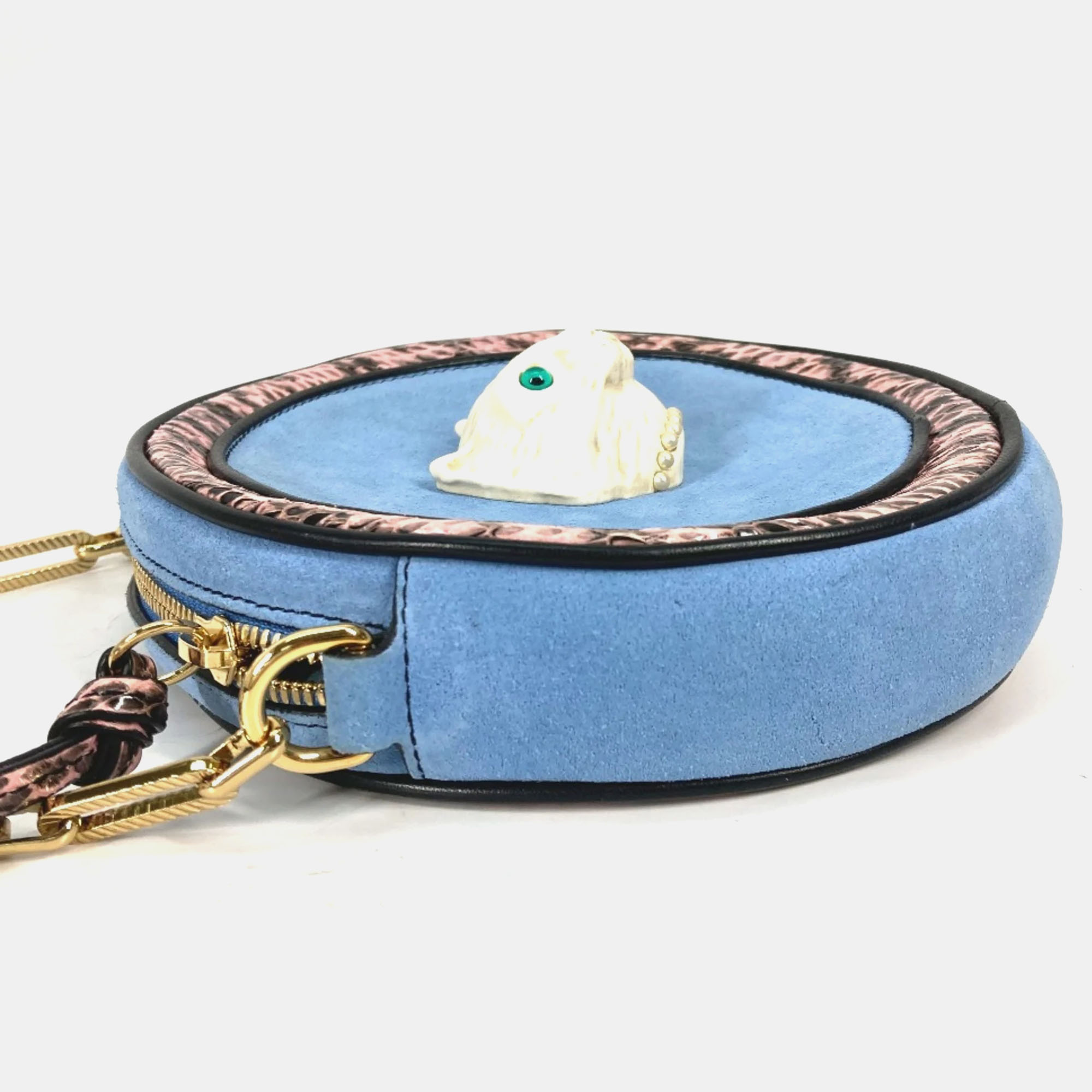 Gucci Blue Round Pochette Crossbody Chain Bag