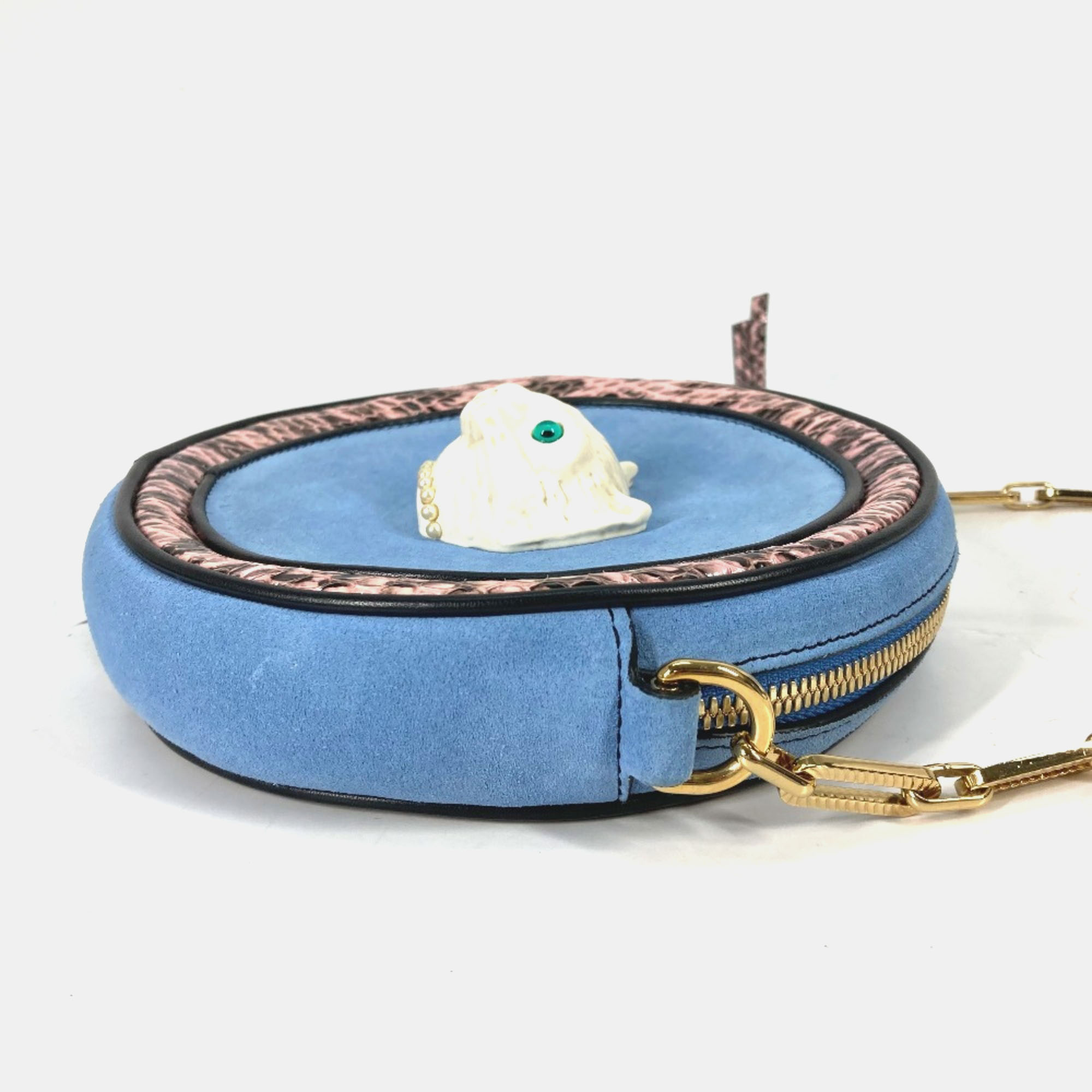 Gucci Blue Round Pochette Crossbody Chain Bag