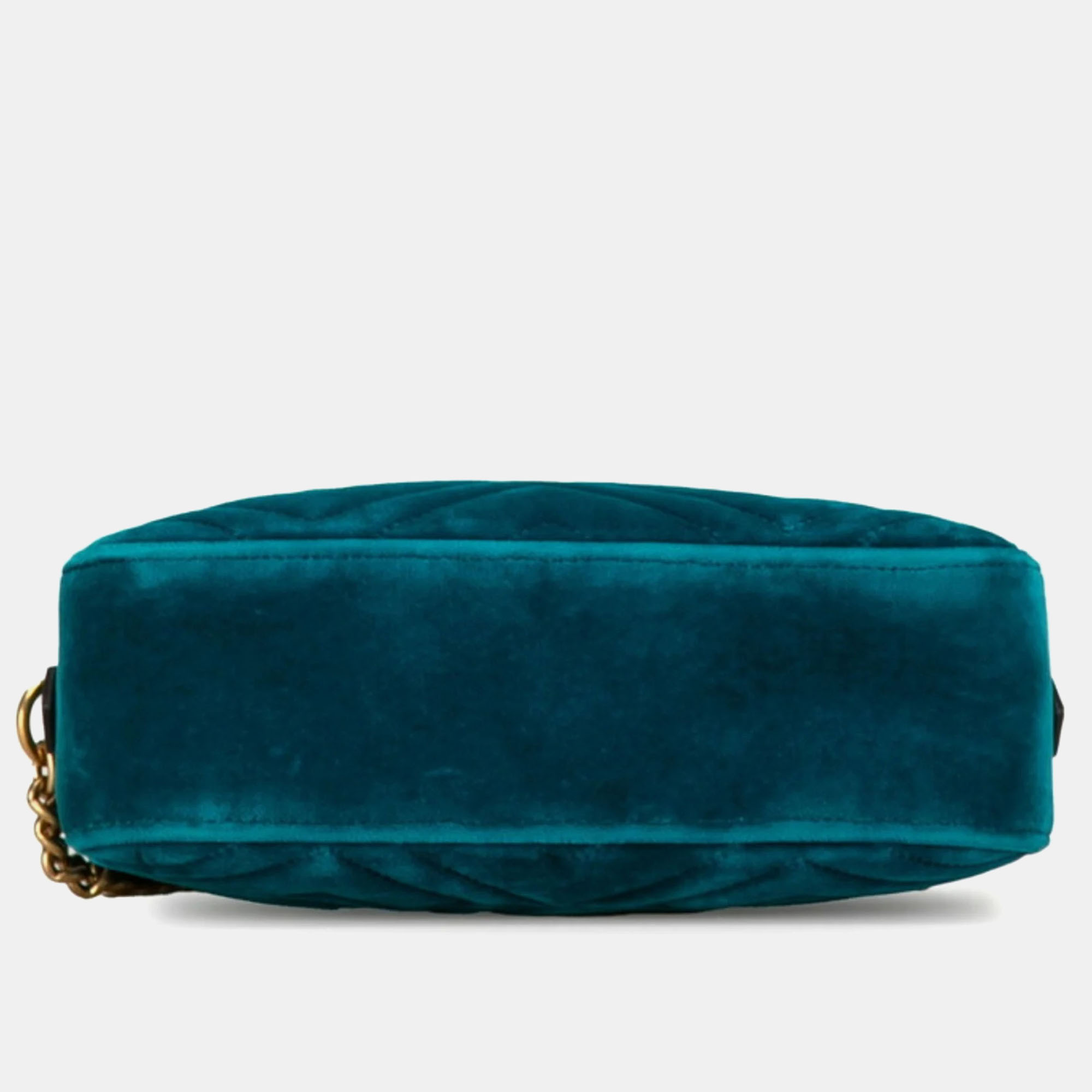 Gucci Blue VelvetGG Marmont Chain Shoulder Bag