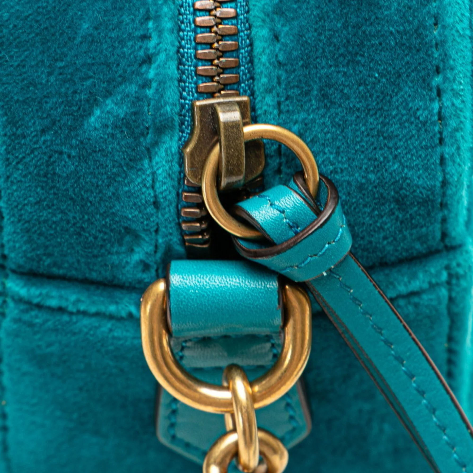 Gucci Blue VelvetGG Marmont Chain Shoulder Bag