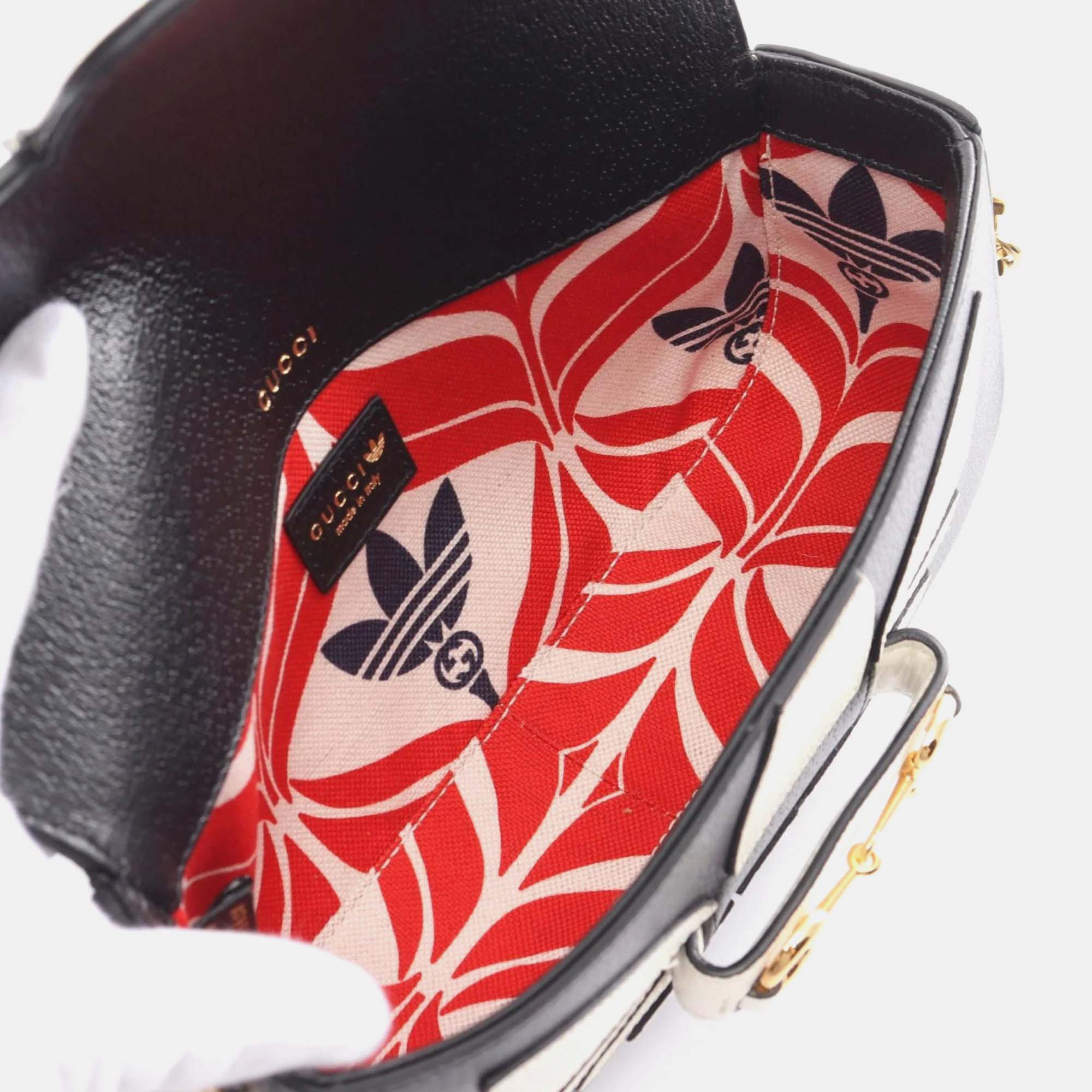 Gucci X Adidas Black White Leather Horsebit Handbag