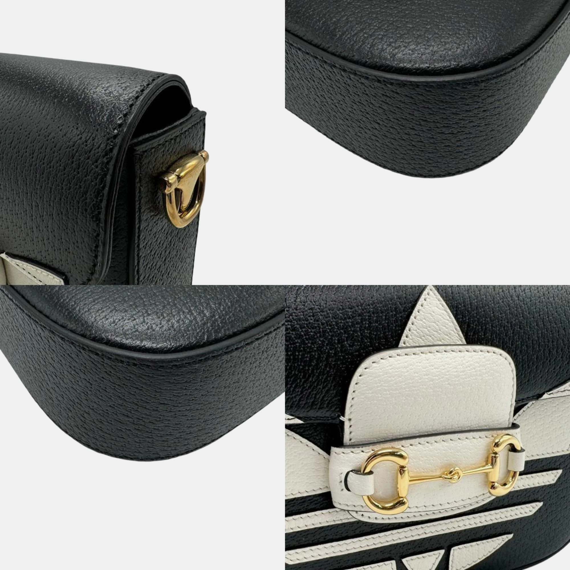 Gucci X Adidas Black White Gold Leather Shoulder Bag