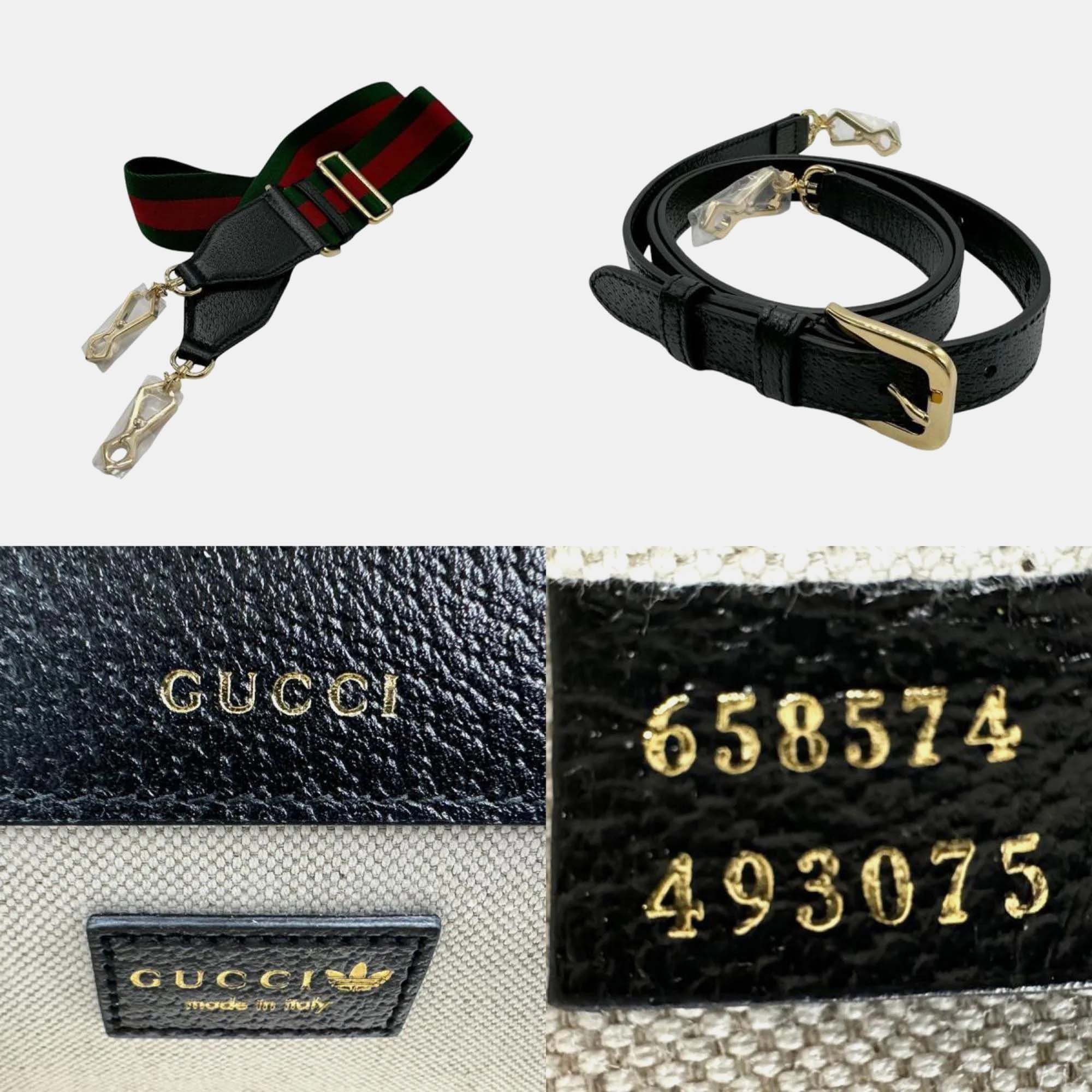 Gucci X Adidas Black White Gold Leather Shoulder Bag