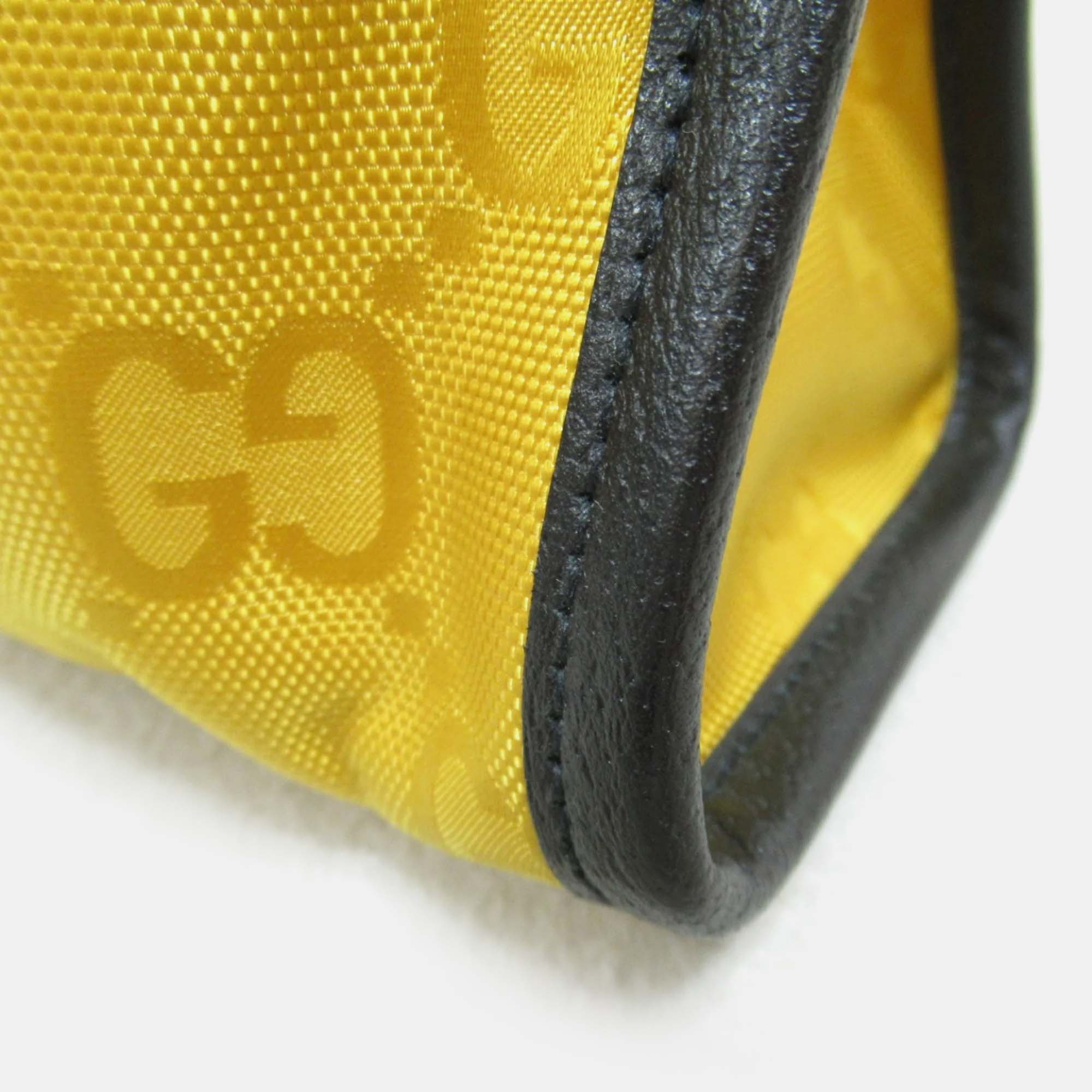 Gucci Yellow Black Leather Nylon GG Off The Grid Long Bag