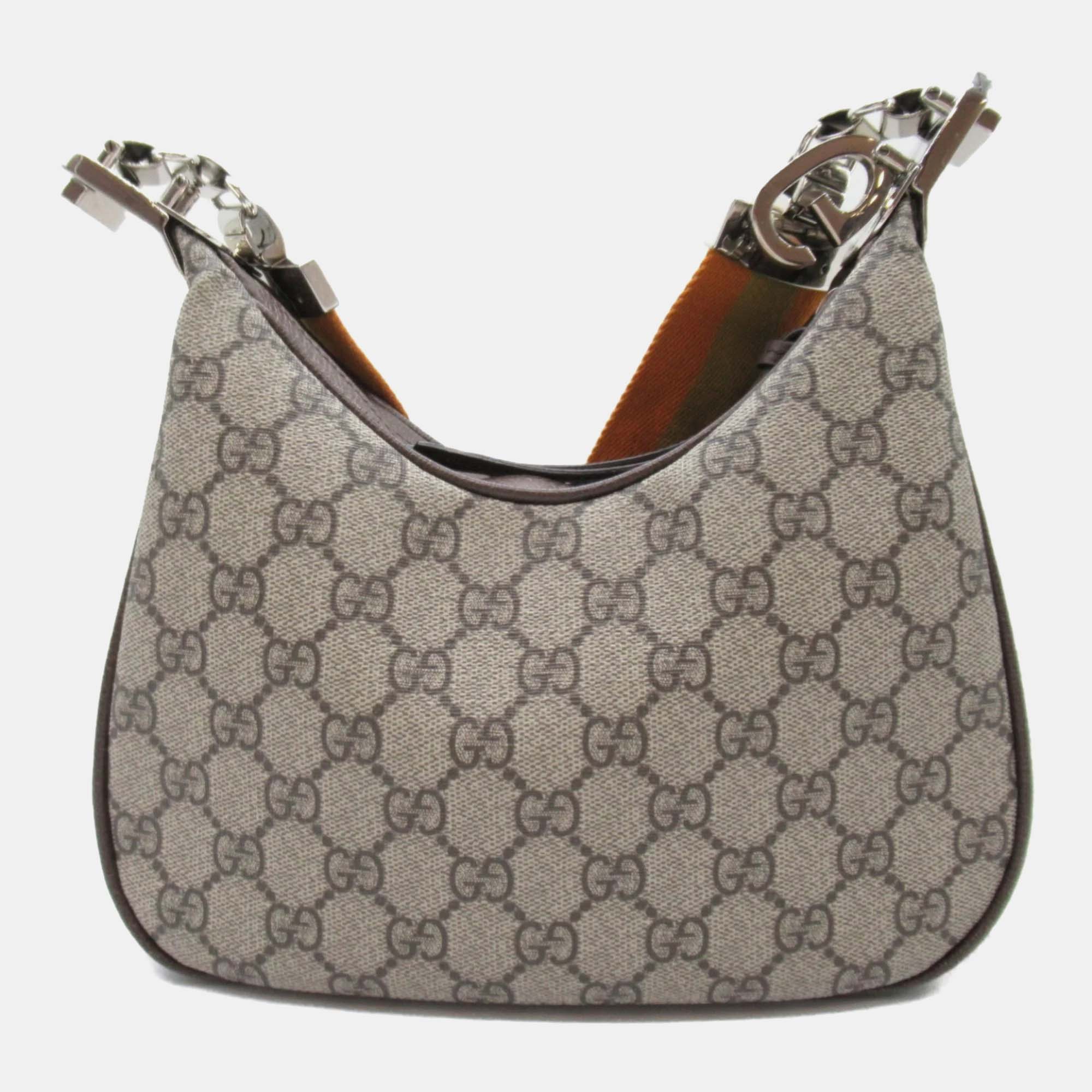 Gucci Beige Brown Canvas GG Shoulder Bag