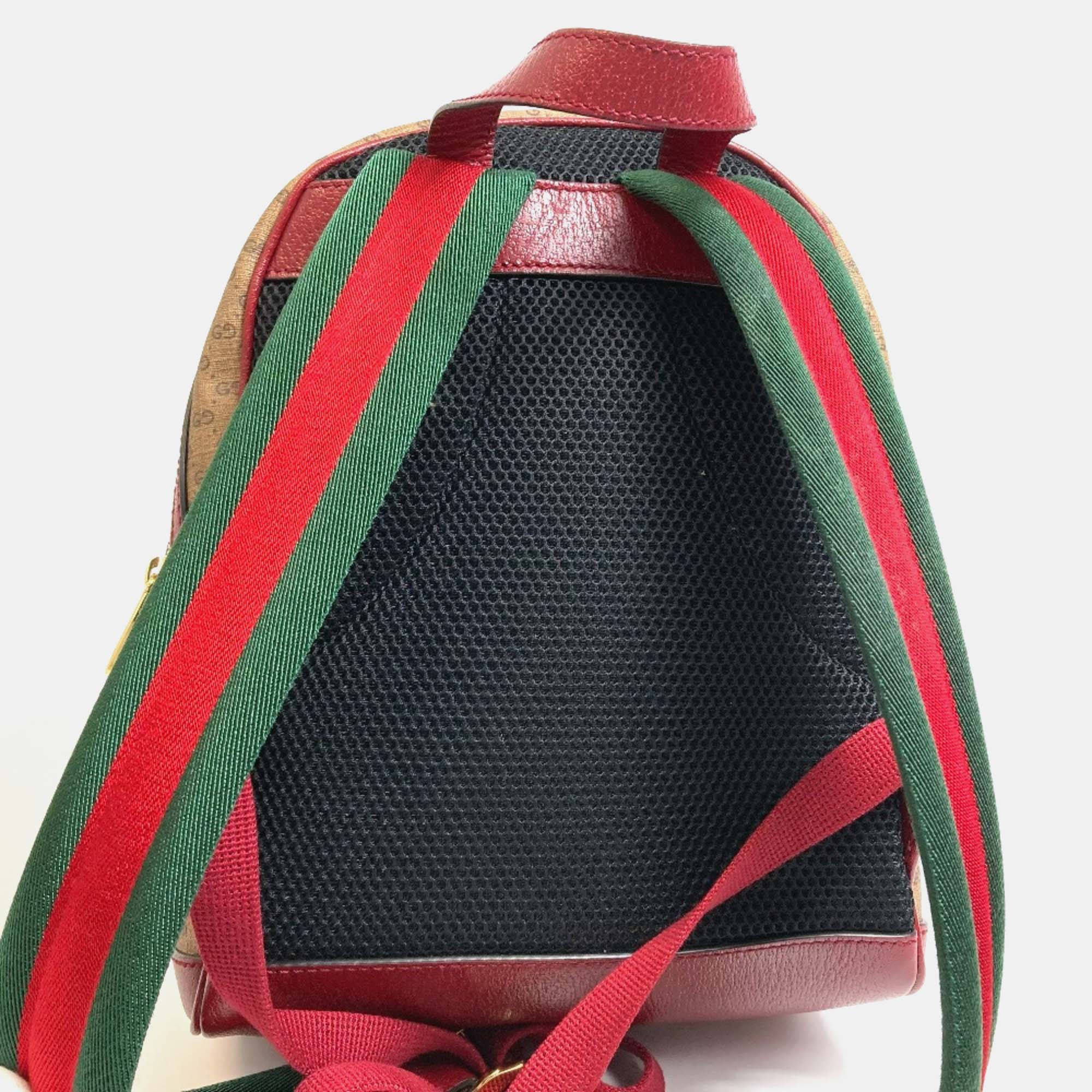 Gucci Beige X Red GG Supreme Backpack