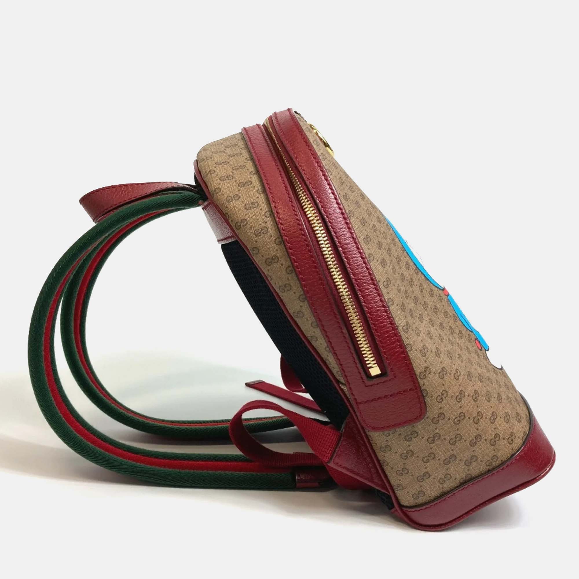 Gucci Beige X Red GG Supreme Backpack