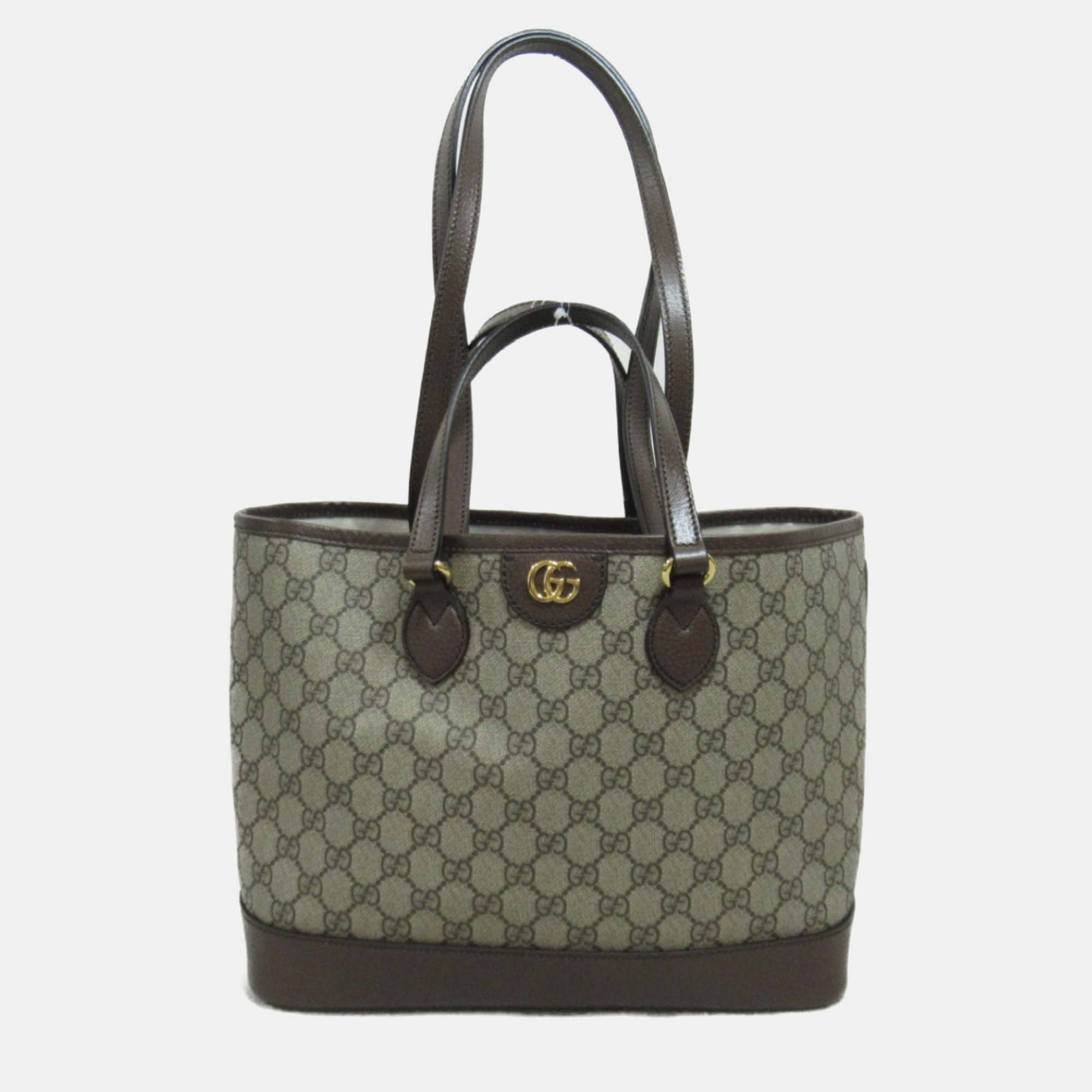 Gucci Beige Brown Canvas GG Tote Bag