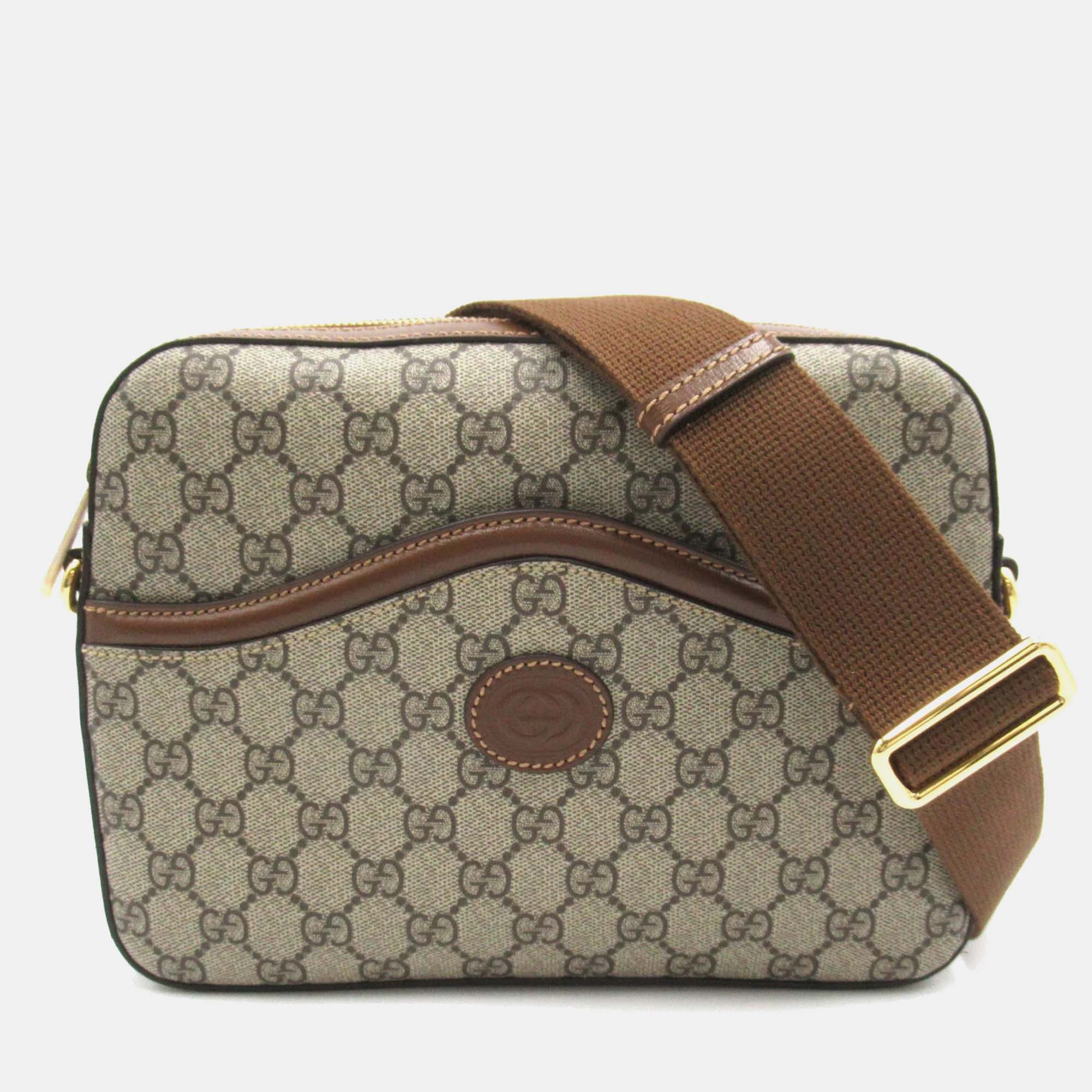 Gucci Brown PVC Coated Canvas GG Supreme Interlocking Bag