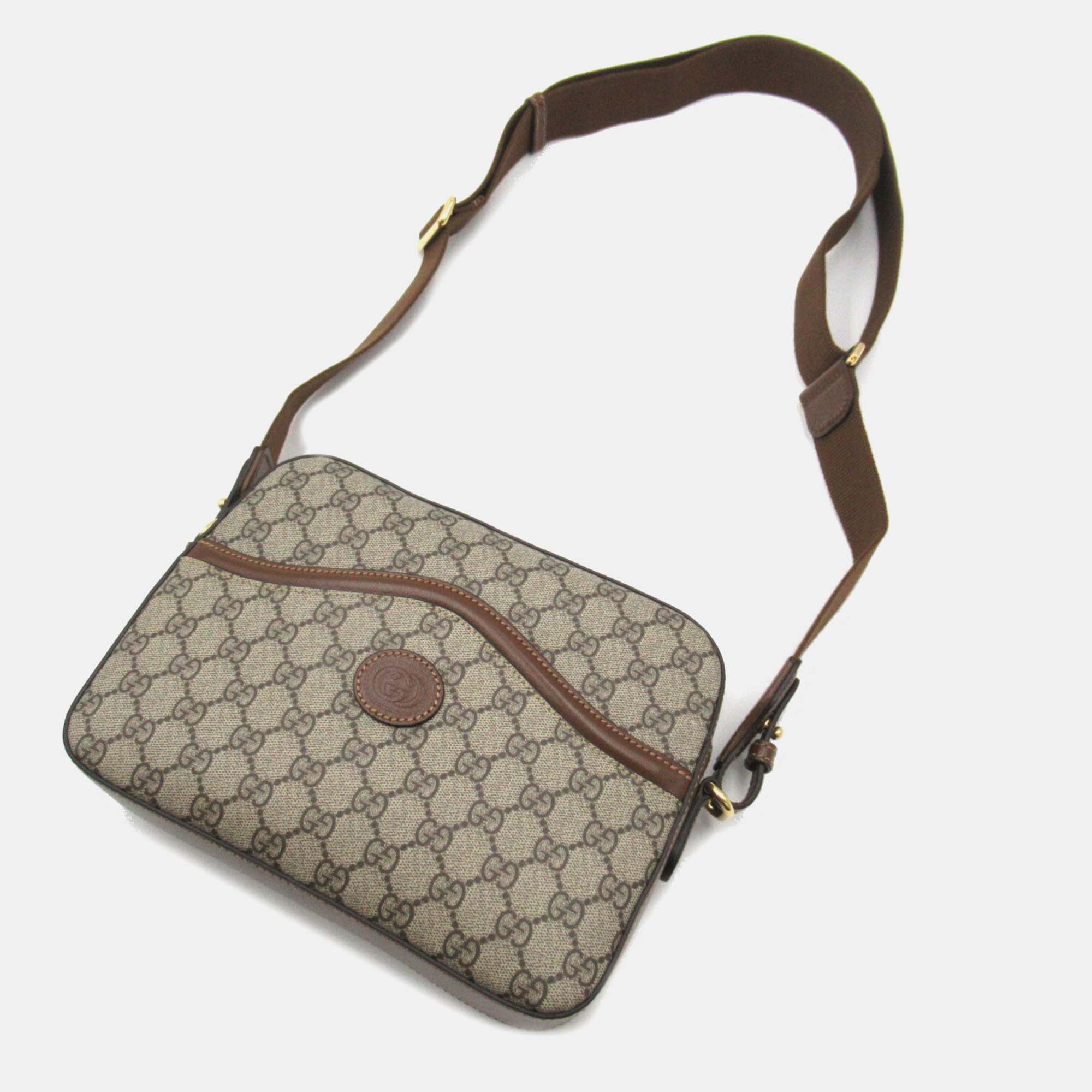 Gucci Brown PVC Coated Canvas GG Supreme Interlocking Bag