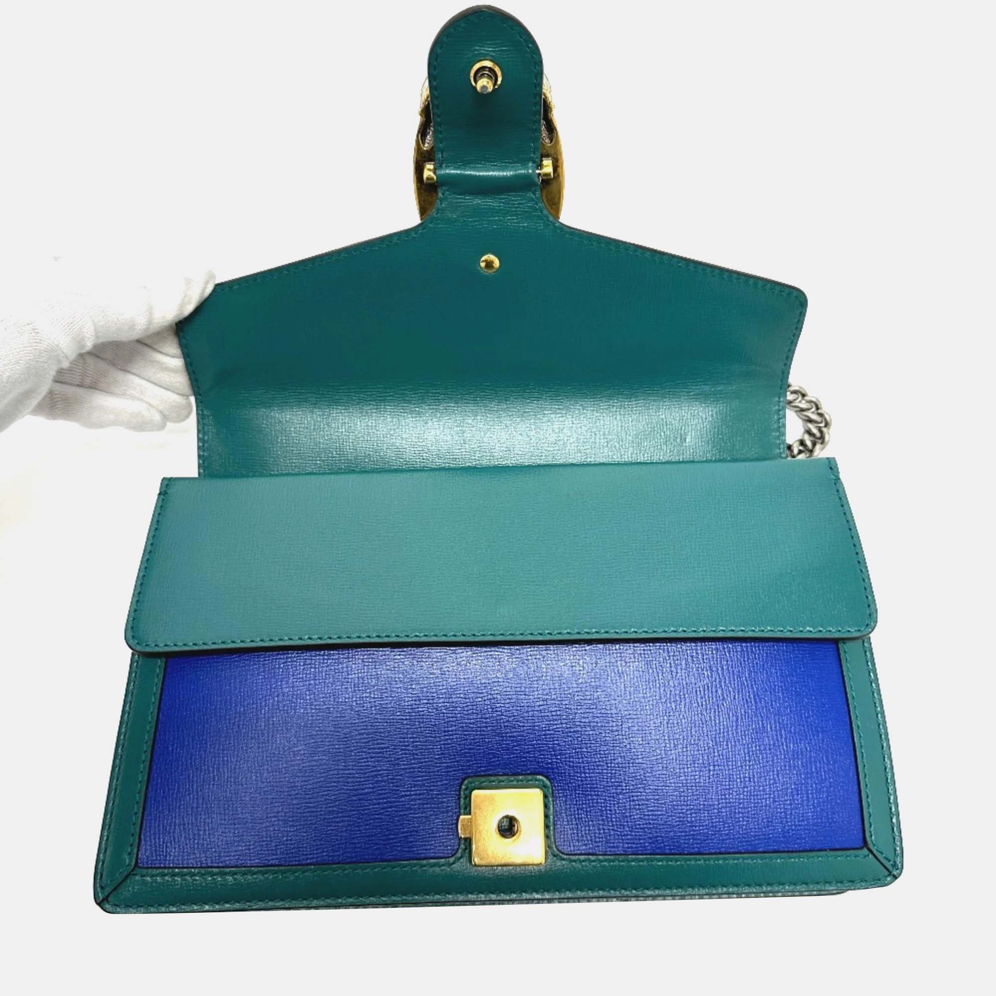 Gucci Blue Green Bicolor Chain Shoulder Bag