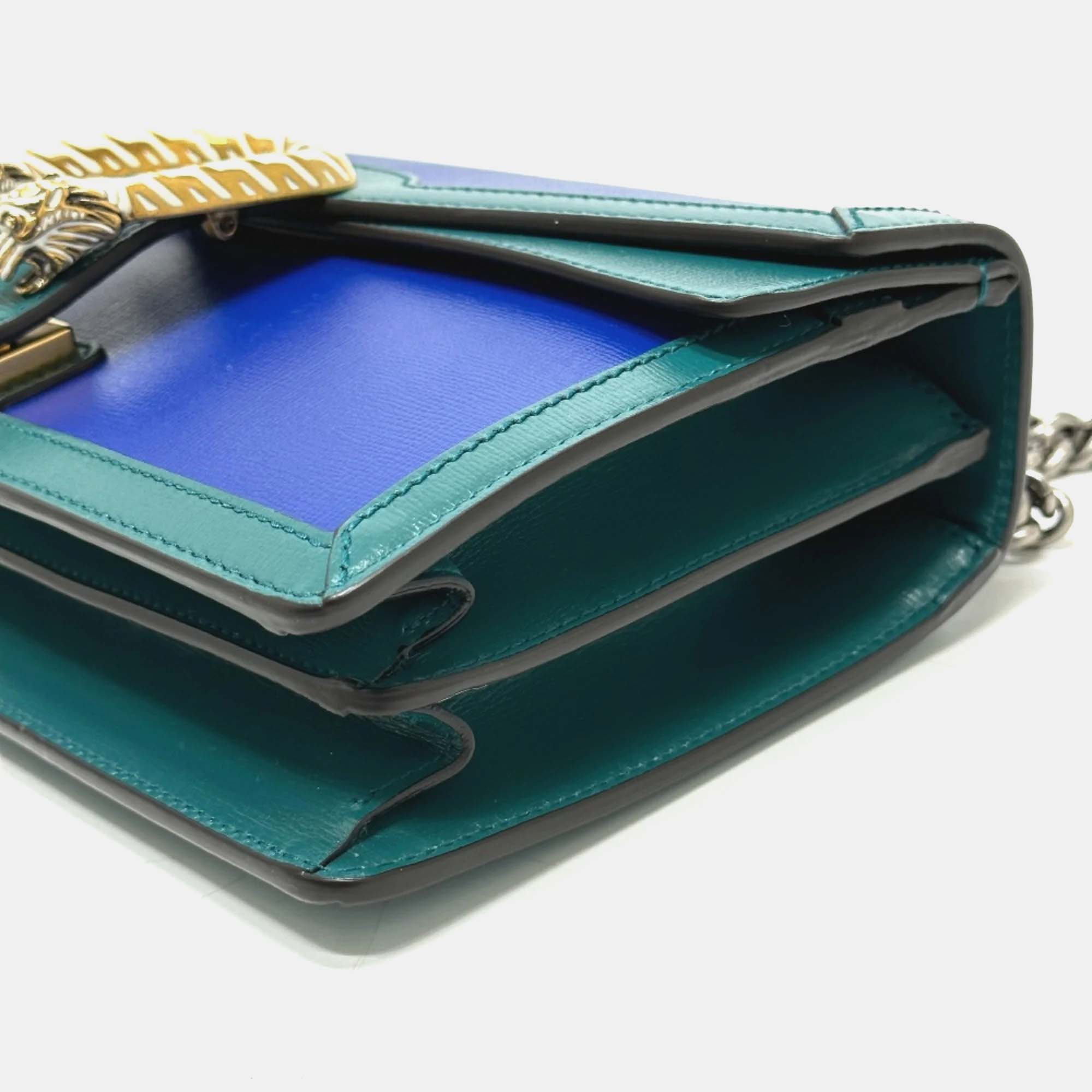 Gucci Blue Green Bicolor Chain Shoulder Bag