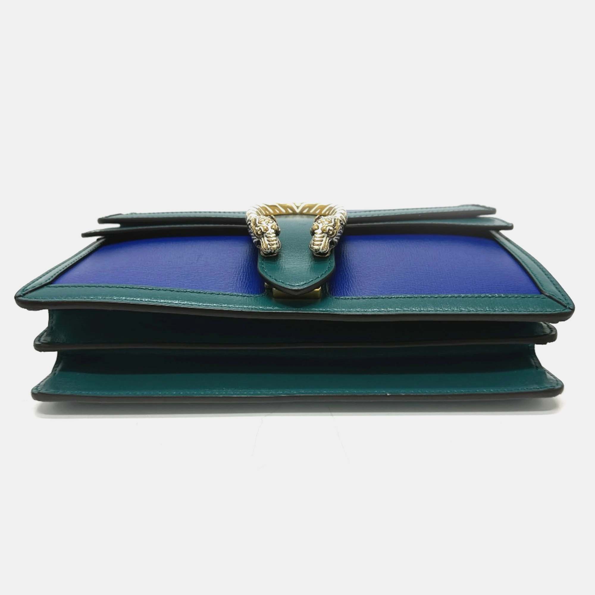 Gucci Blue Green Bicolor Chain Shoulder Bag