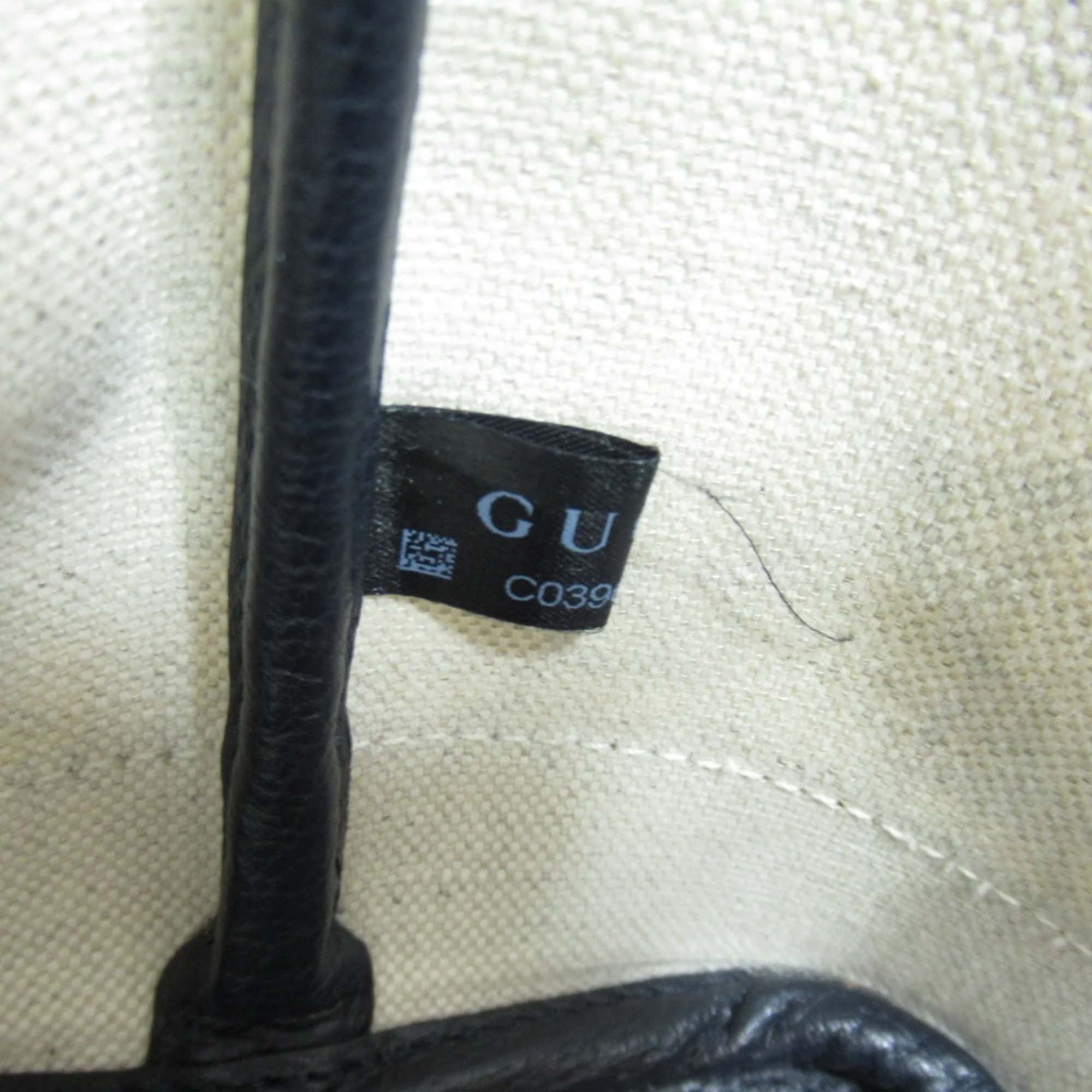 Gucci Beige Black Canvas Leather GG Bag