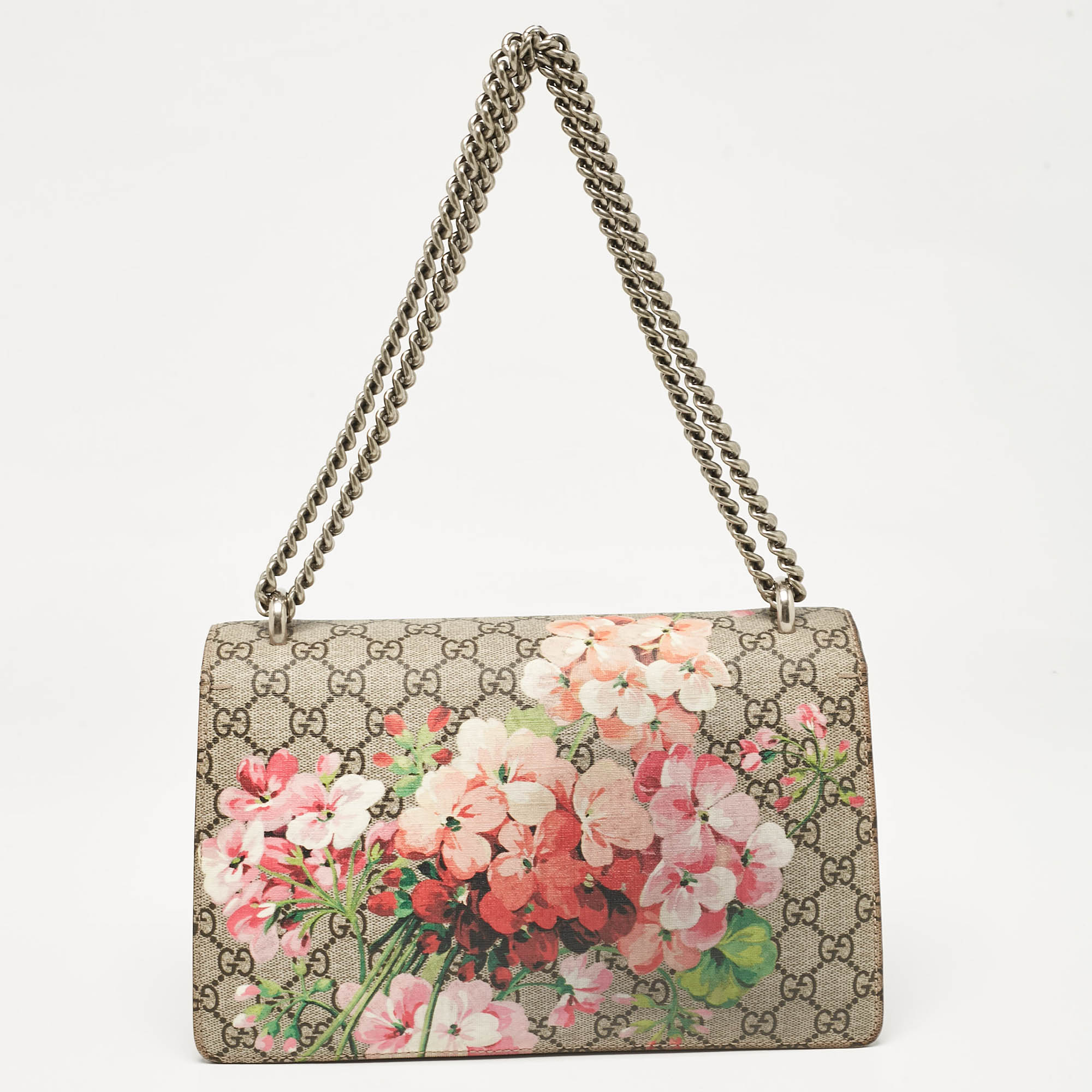 Gucci Pink/Beige Signature Coated Canvas And Suede Small Dionysus Shoulder Bag