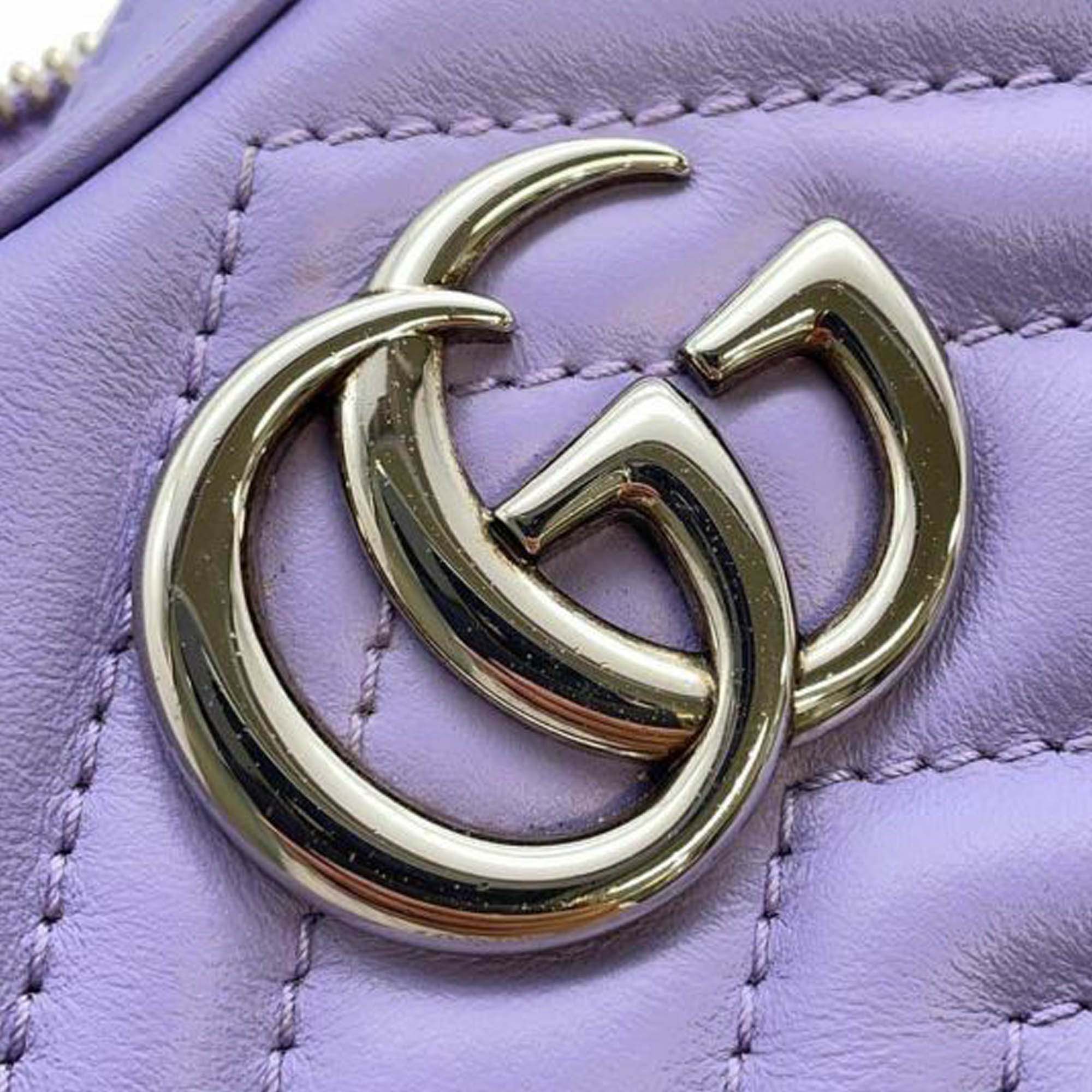 Gucci Purple Leather Mini Gg Marmont Half Moon Bag