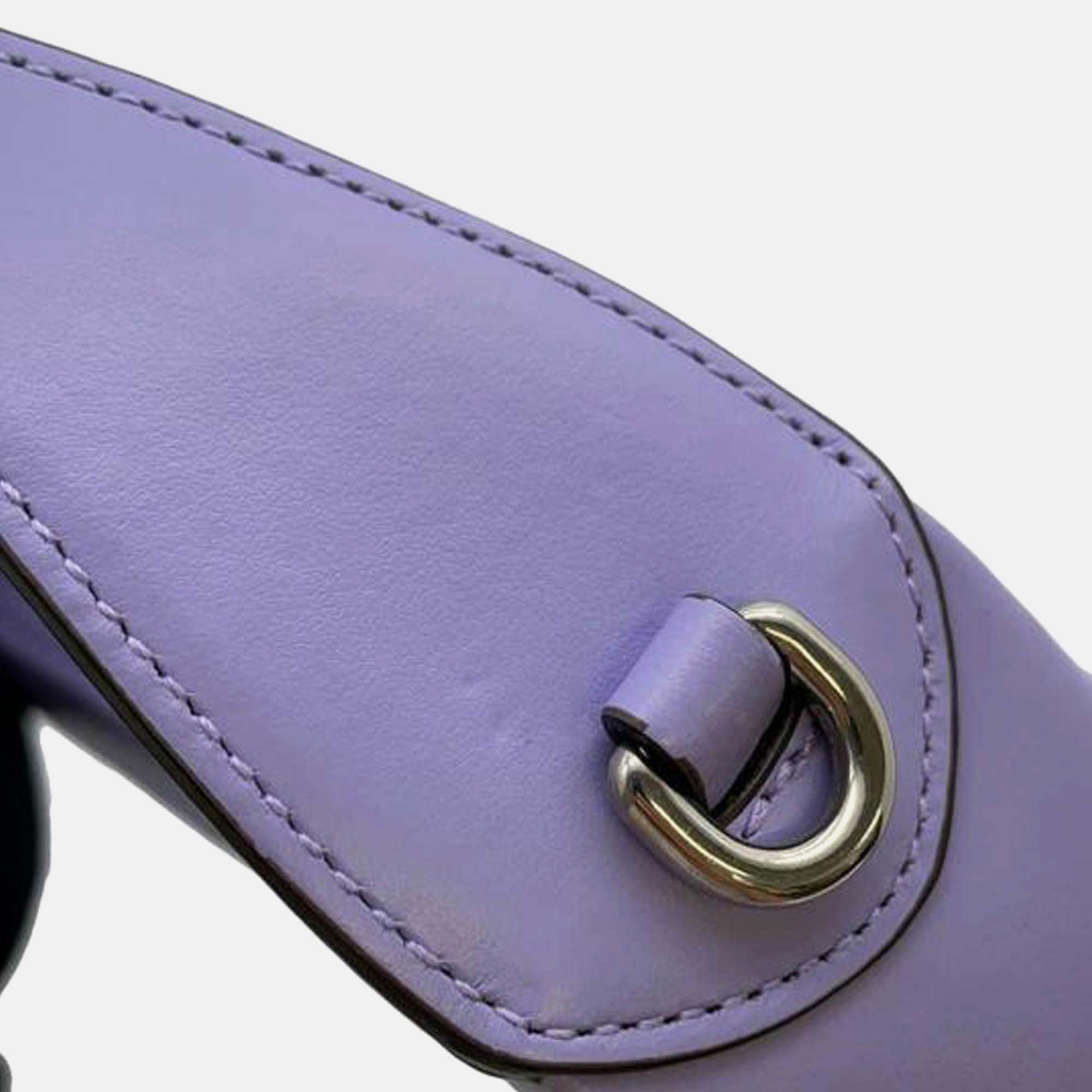 Gucci Purple Leather Mini Gg Marmont Half Moon Bag