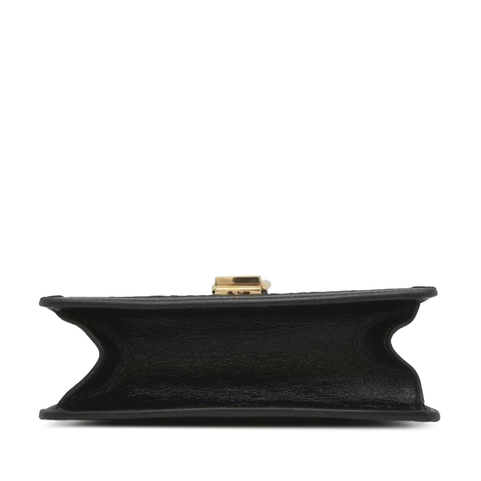 Gucci Black Leather Mini GG Velvet Sylvie Satchel Bag