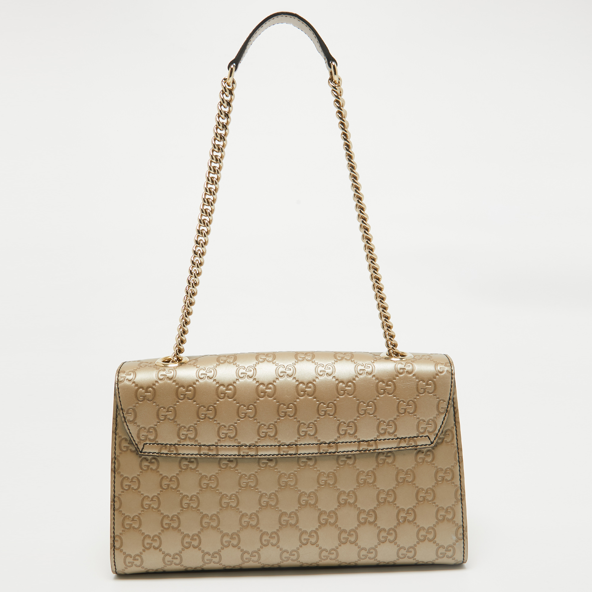 Gucci Gold Guccissima Leather Medium Emily Chain Shoulder Bag