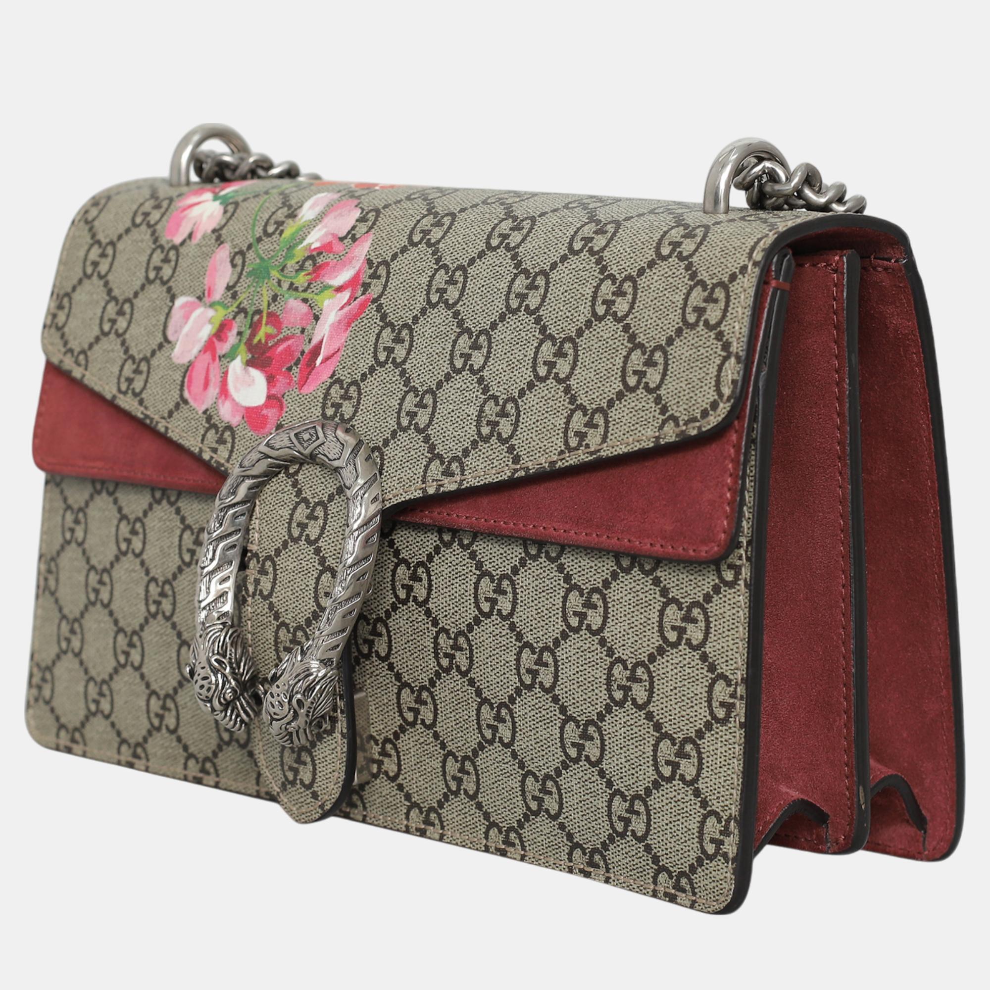 Gucci Multicolor Coated Canvas GG Supreme Blooms Small Dionysus Bag