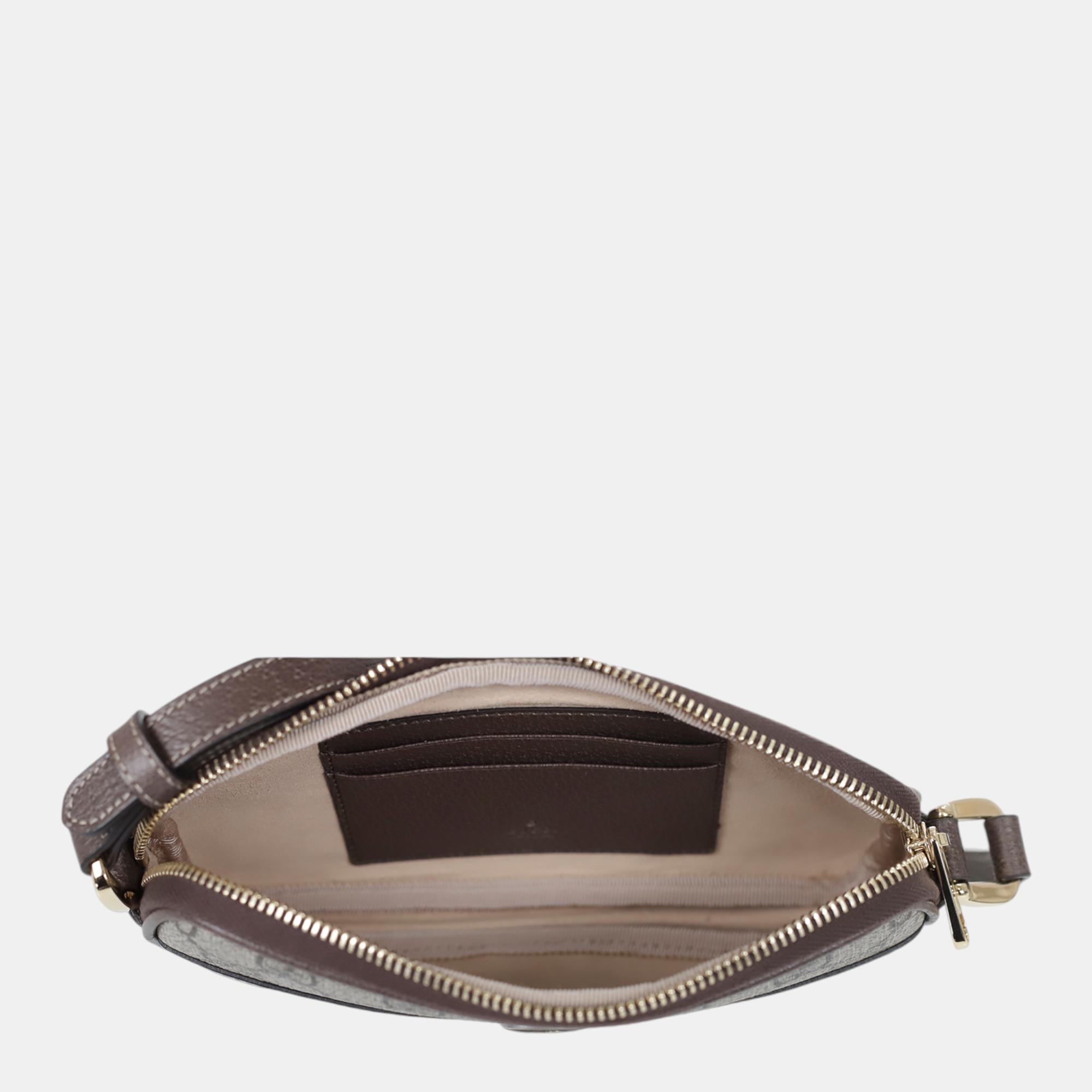 Gucci Brown/Beige Canvas And Leather Ophidia GG Mini Shoulder Bag