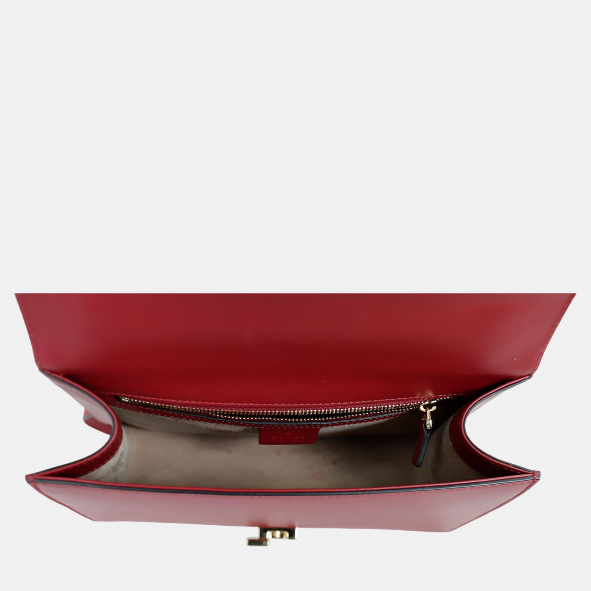 Gucci Red Leather Small Sylvie Shoulder Bag