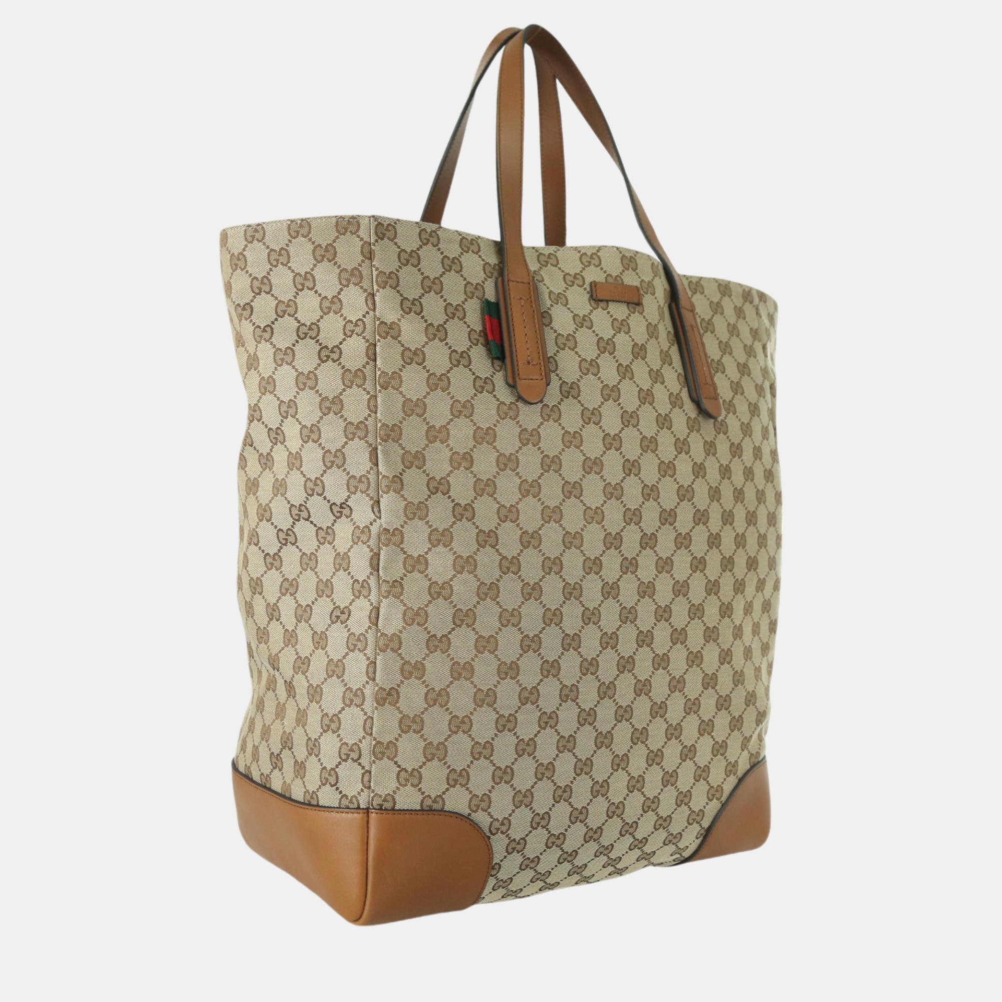 Gucci Brown GG Supreme Canvas Tote Bag