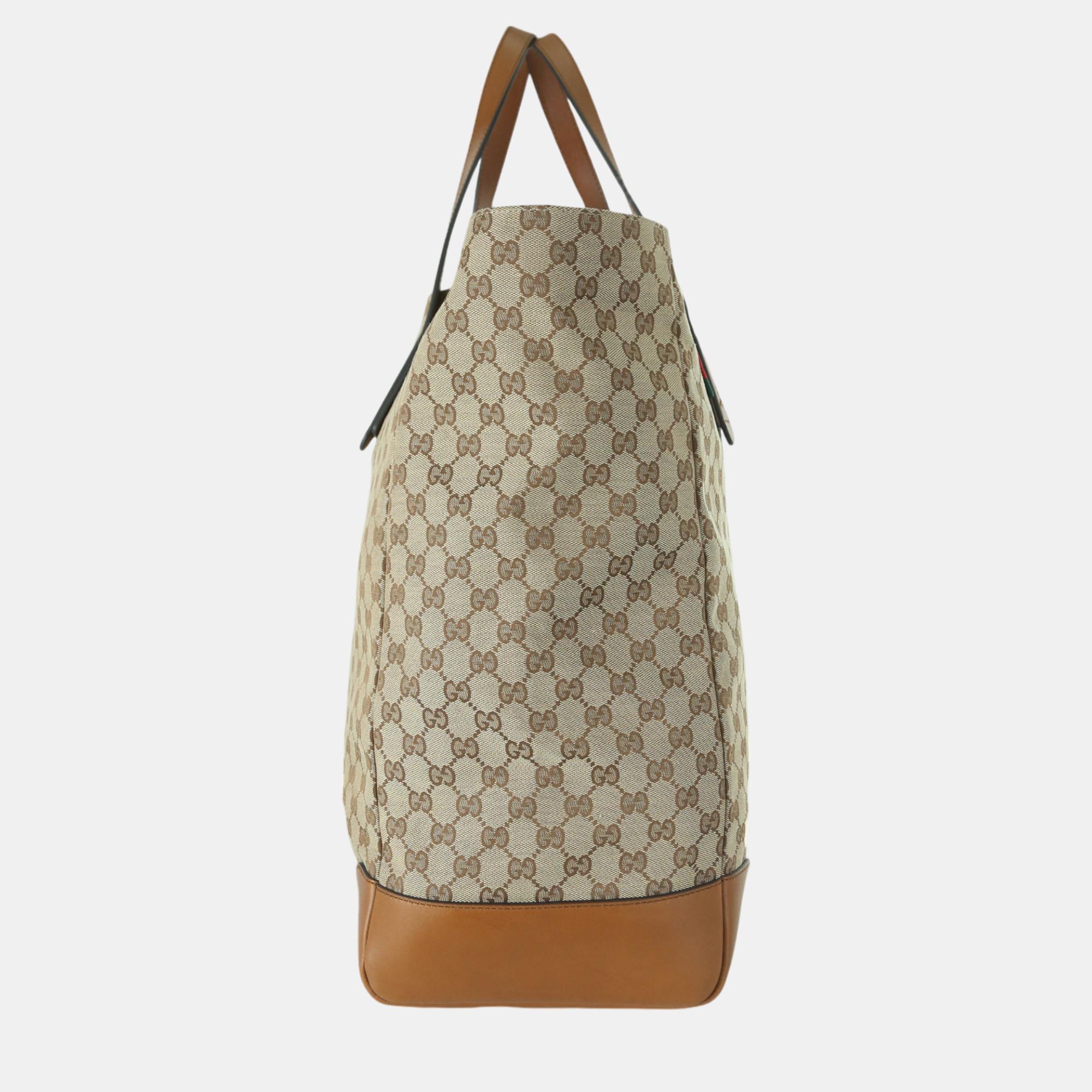 Gucci Brown GG Supreme Canvas Tote Bag