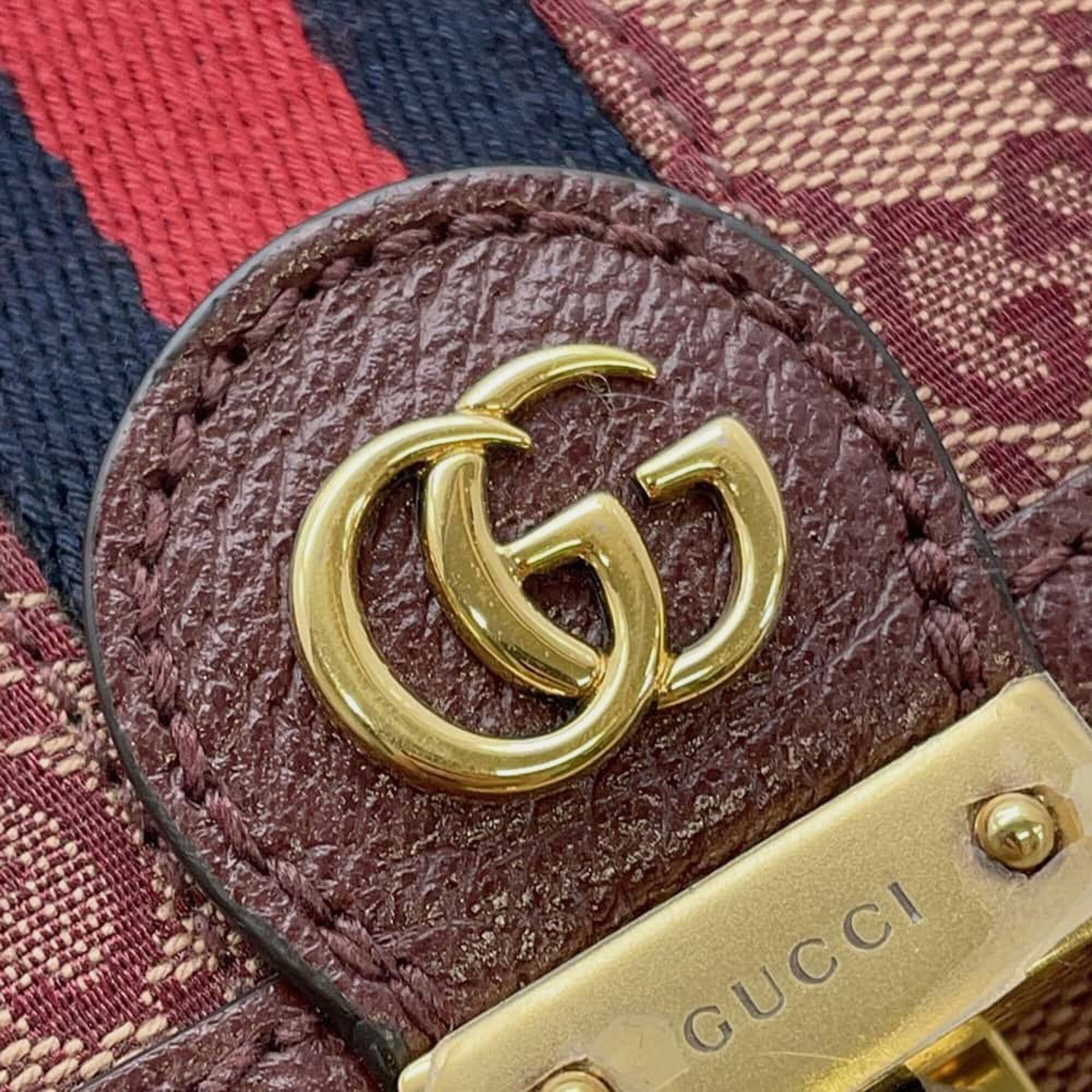 Gucci Bordeaux Canvas Leather Offdia Shoulder Bag