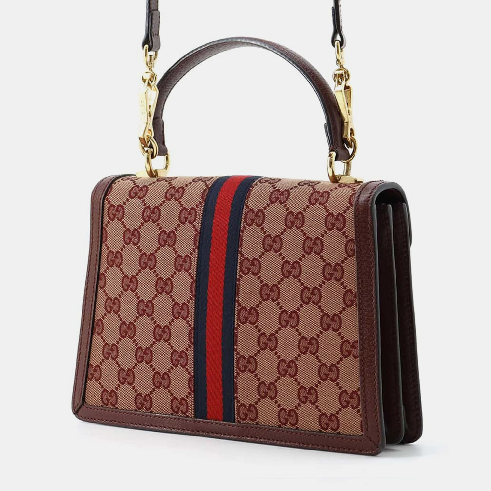 Gucci Bordeaux Canvas Leather Offdia Shoulder Bag