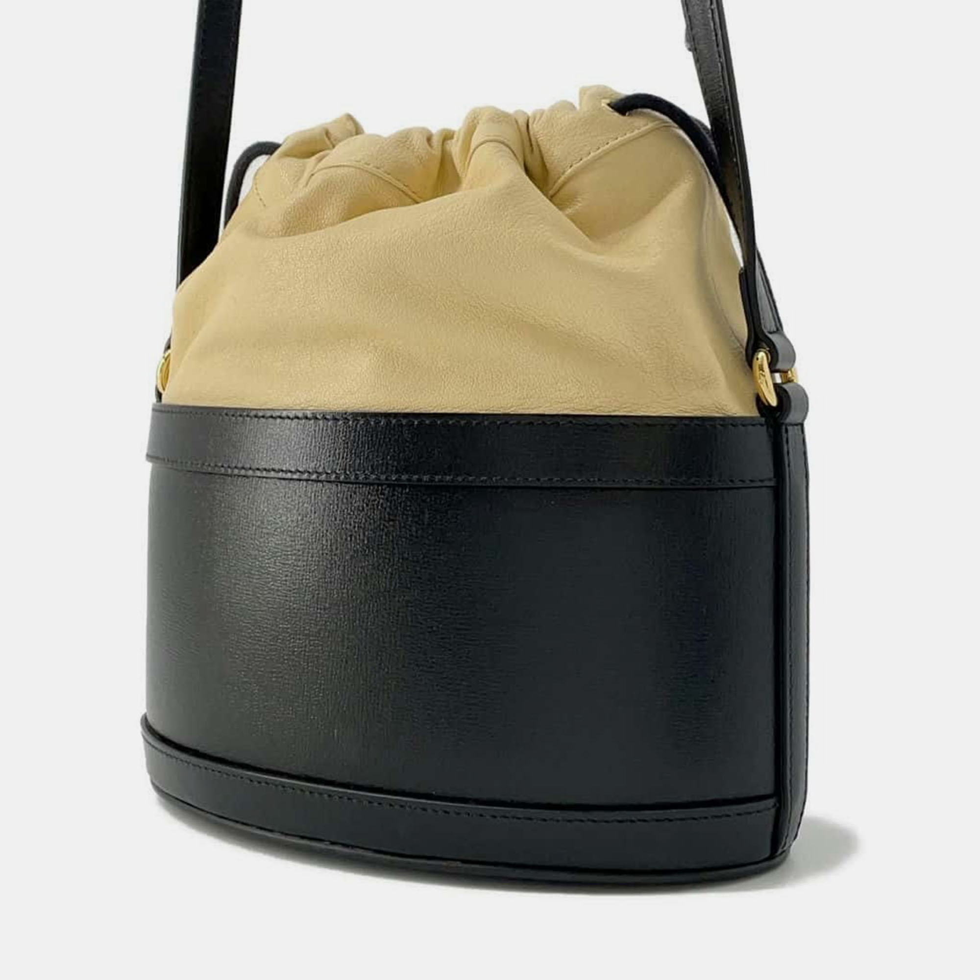 Gucci Black Leather Horsebit Drawstring Bag Bucket Shoulder Bag