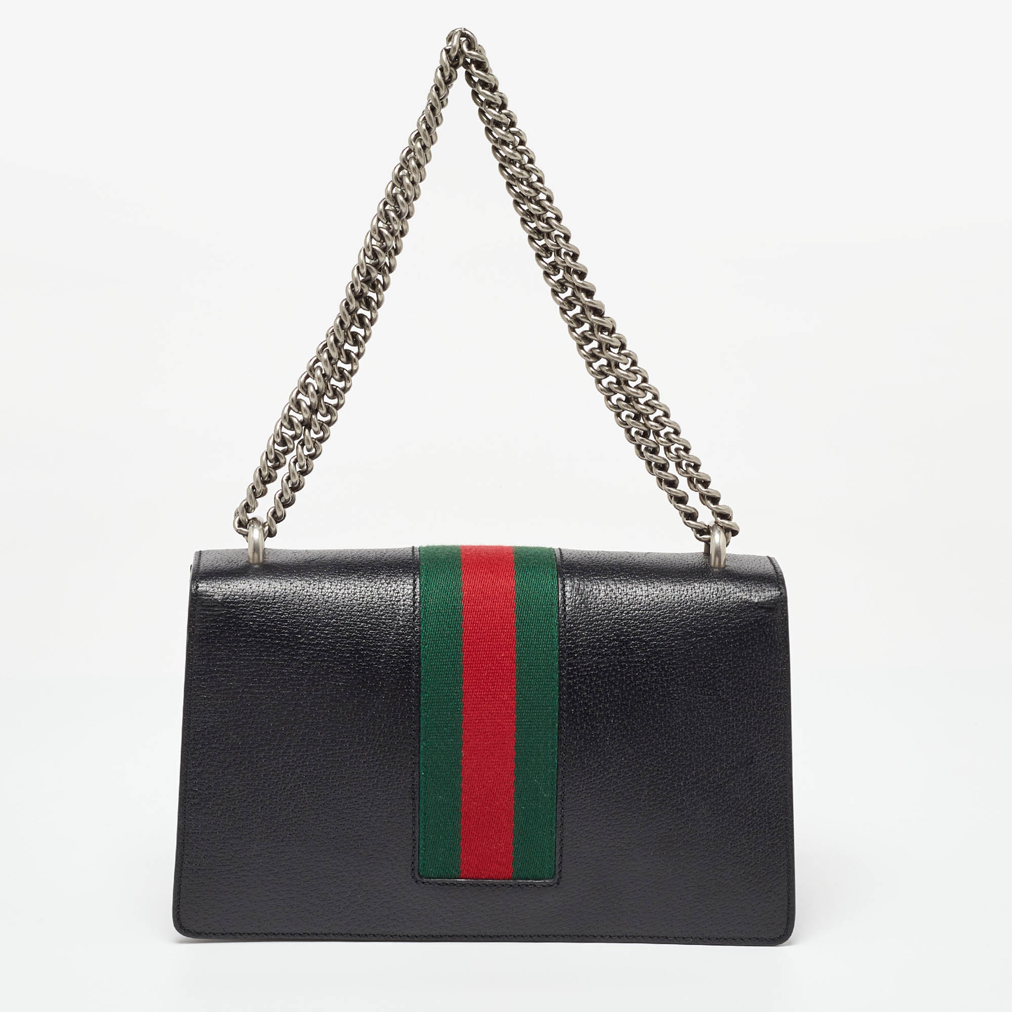 Gucci Black Leather Small Web Dionysus Shoulder Bag