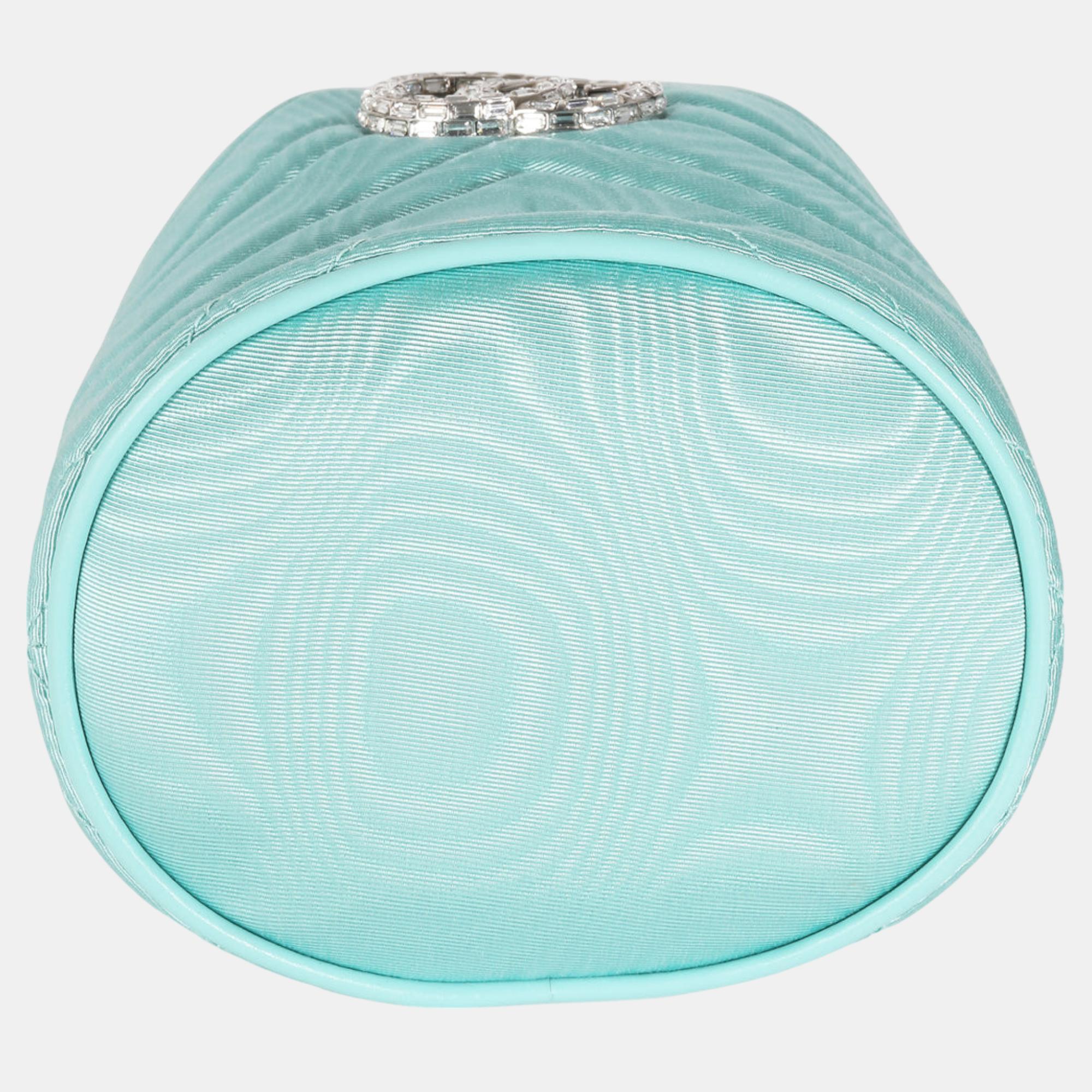 Gucci Blue Fabric Crystal GG Mini Marmont Bucket Bag